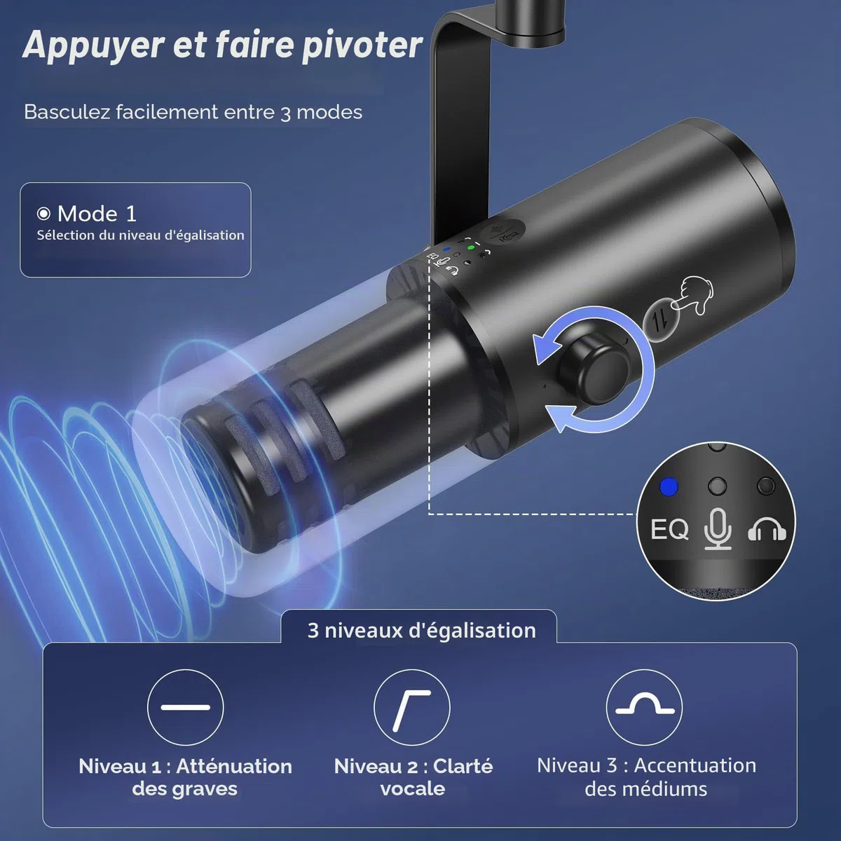 TONOR TD510 AIR H+ Micro Gaming Dynamique USB/XLR Cardioïde avec Bras de Support pour Podcasting, Streaming, Enregistrement Vocal