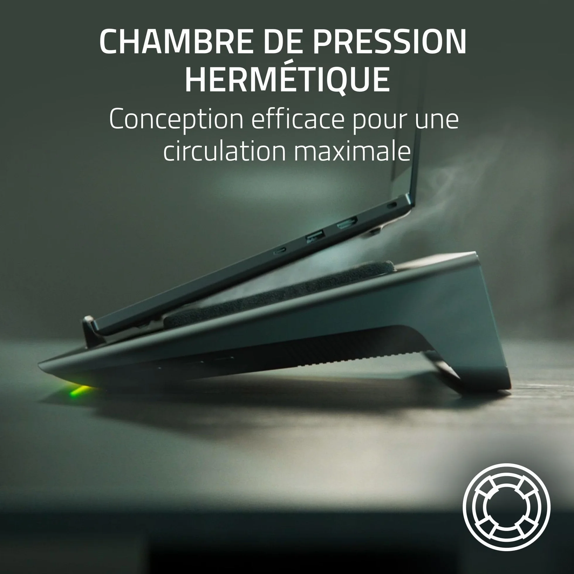 Razer Support de Refroidissement Intelligent pour Ordinateurs Portables 14-18 Pouces Chambre de Pression étanche à l'air Noir