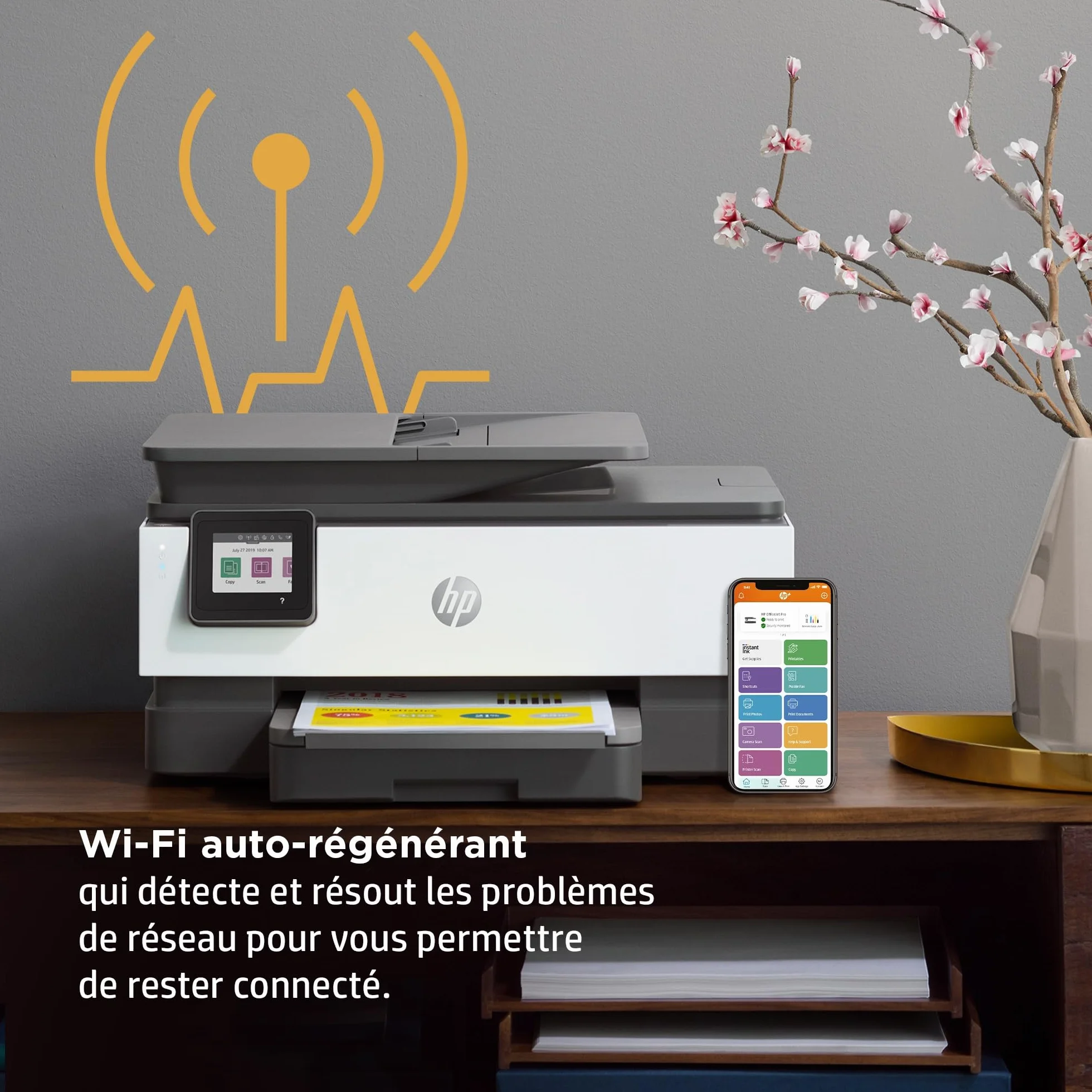 HP OfficeJet Pro 8022e Imprimante tout en un Jet d'encre couleur avec 6 mois Instant Ink inclus
