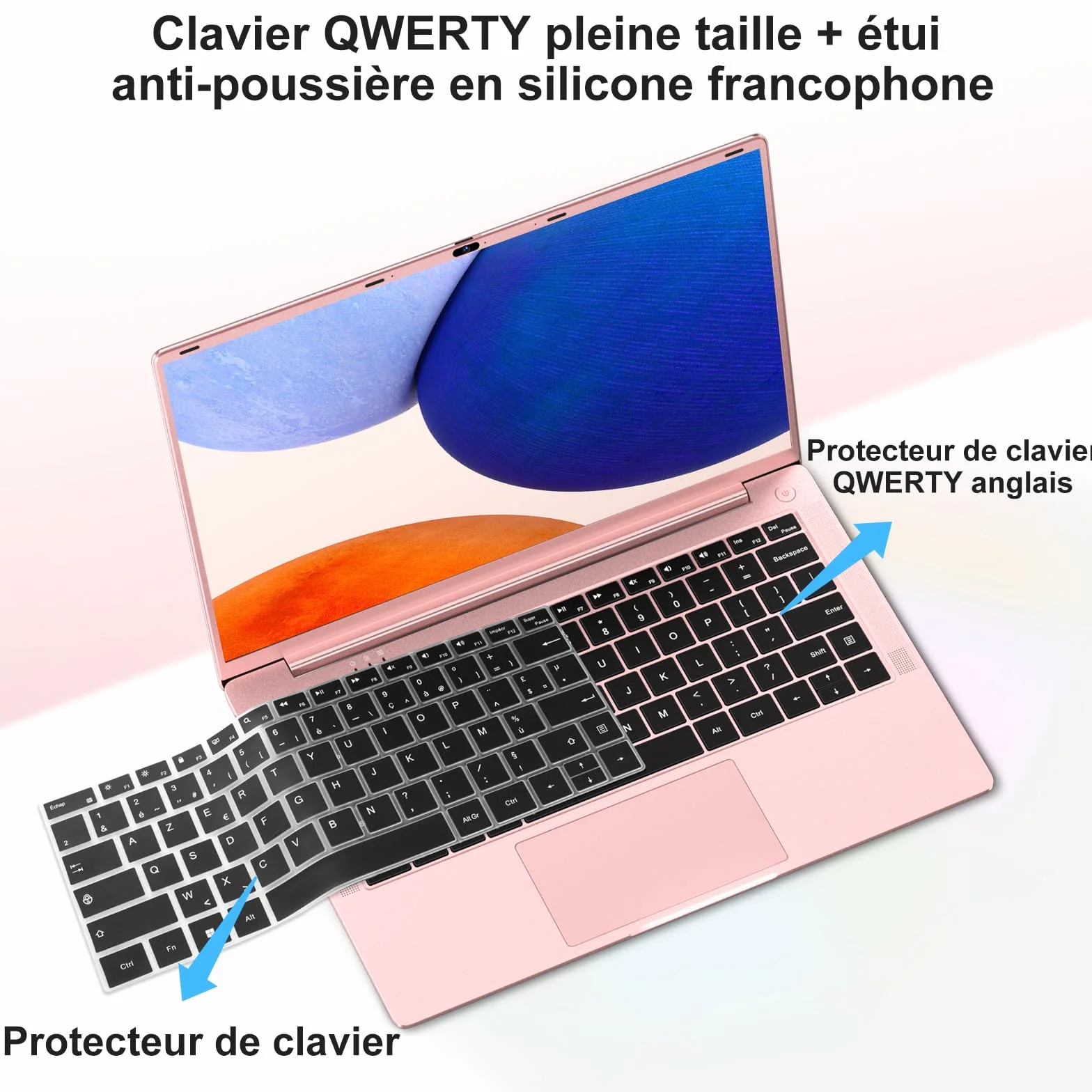 Ordinateur Portable 14 Pouces Celeron N5095 Win11 Pro 8Go RAM 256Go SSD 5G WiFi 1920x1080 FHD PC Portable Doré Métal