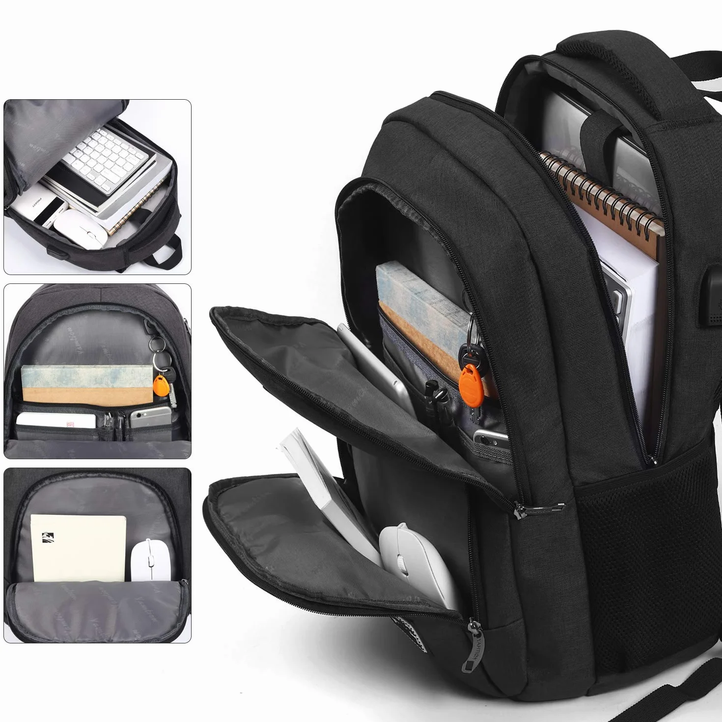 YAMTION Sac à dos d'école unisexe pour ordinateur portable lycée université travail
