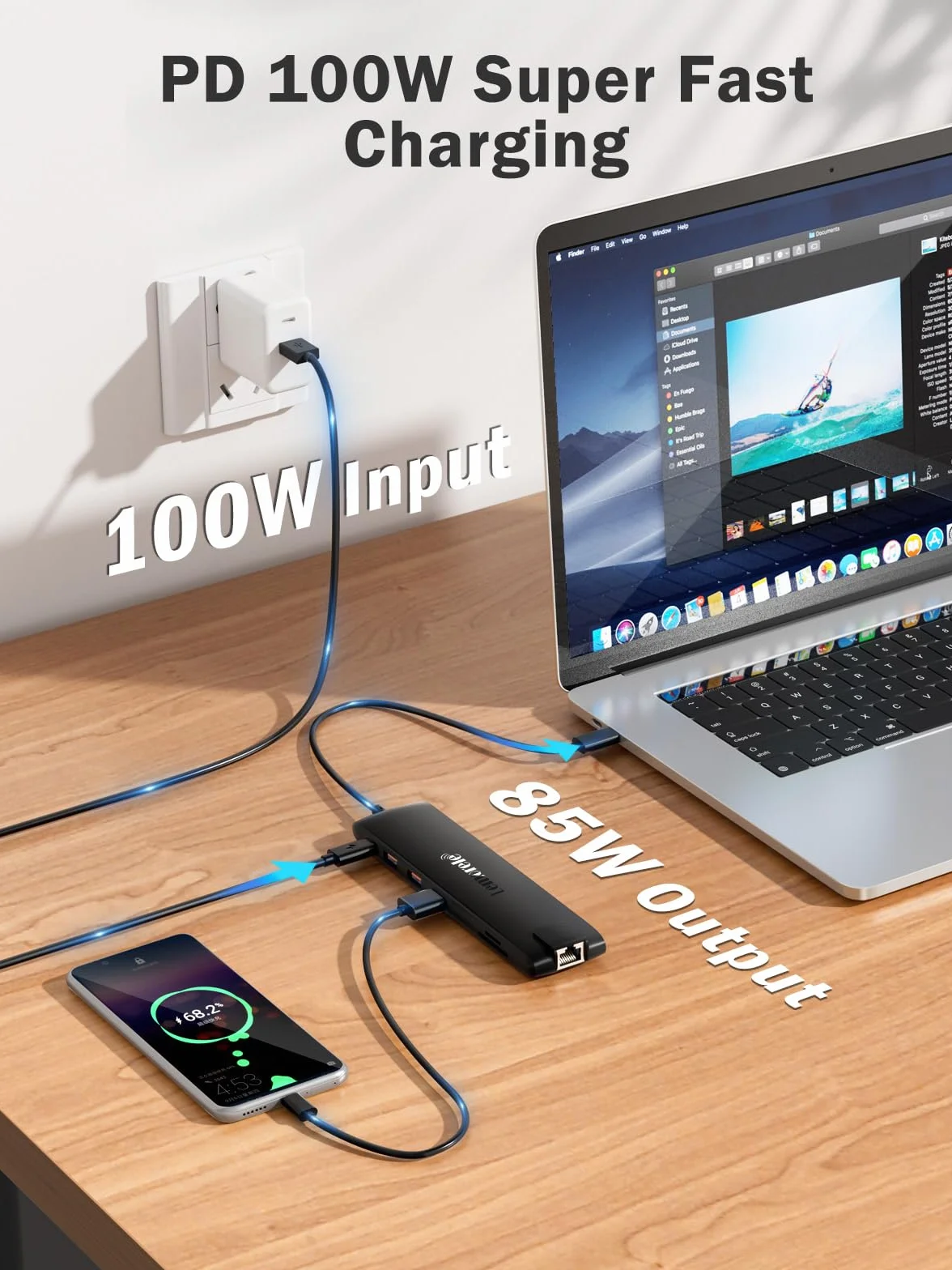 Lemorele Station d'accueil USB C 13-en-1 Dual HDMI 4K VGA Audio USB 3.1 PD 100W SD/TF pour MacBook Dell Windows