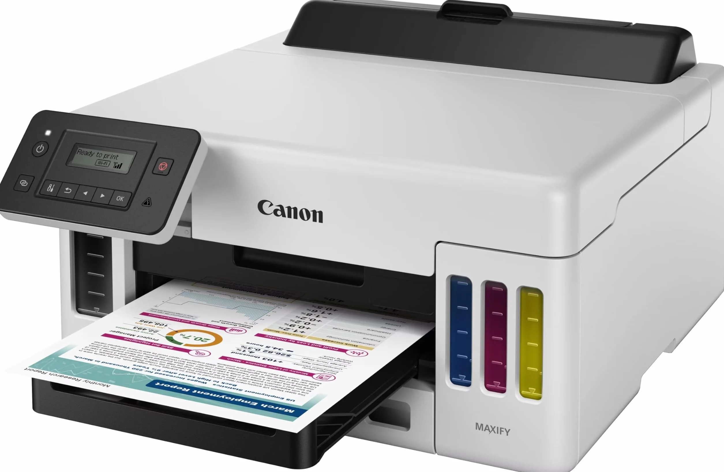 Canon MAXIFY GX5150 Imprimante à jet d'encre Wi-Fi Ethernet USB Réservoir Rechargeable Recto verso automatique LCD 15,5 ipm Couleur 24 ipm Noir