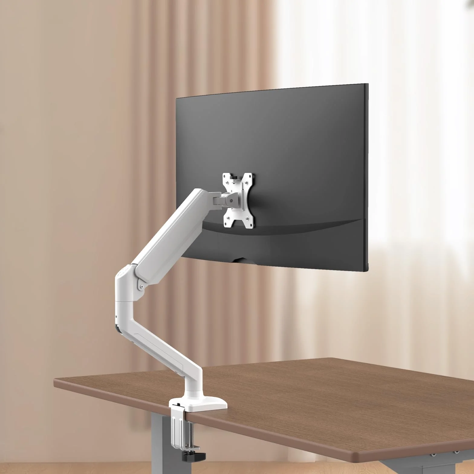 GRIFEMA GB2003W-1 Bras Ecran PC VESA 75x75-100x100 mm Rotation 360° Réglable Hauteur 9 kg Blanc