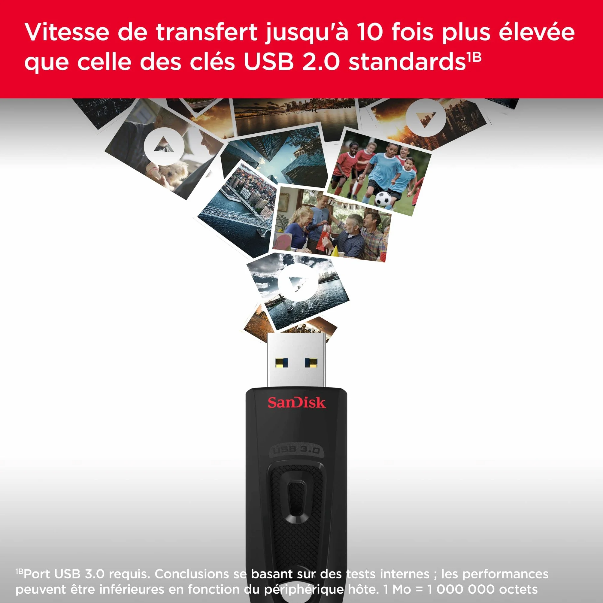 SanDisk Ultra 32 Go Clé USB 3.0 130 Mo/s Lot de 3
