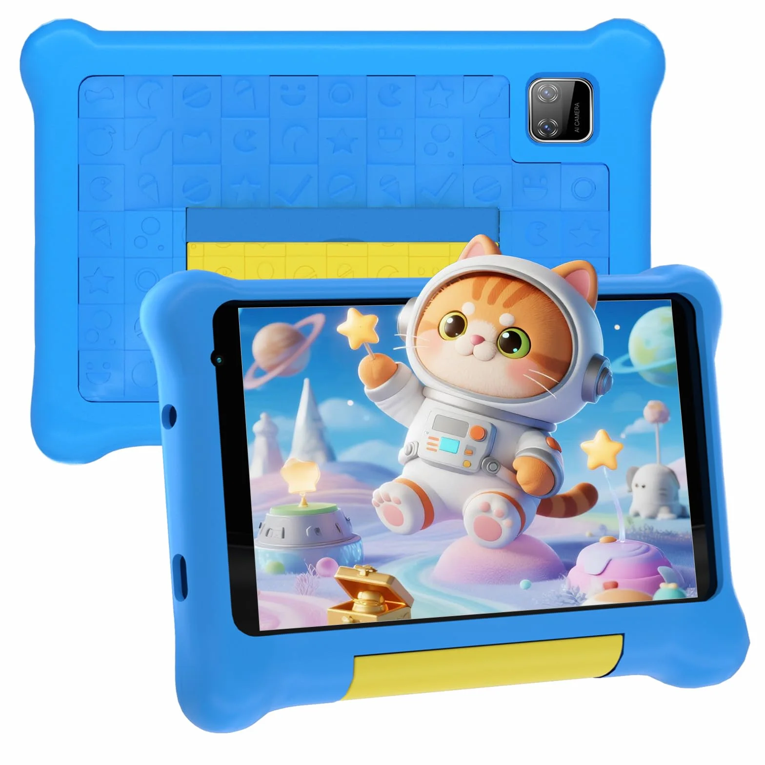 Tablette Enfants 7 Pouces Android 5Go+32Go+128Go Applications Préinstallées Contrôle Parental 1024x600 2500mAh Caméra Double WiFi 6 BT5.2 Bleu