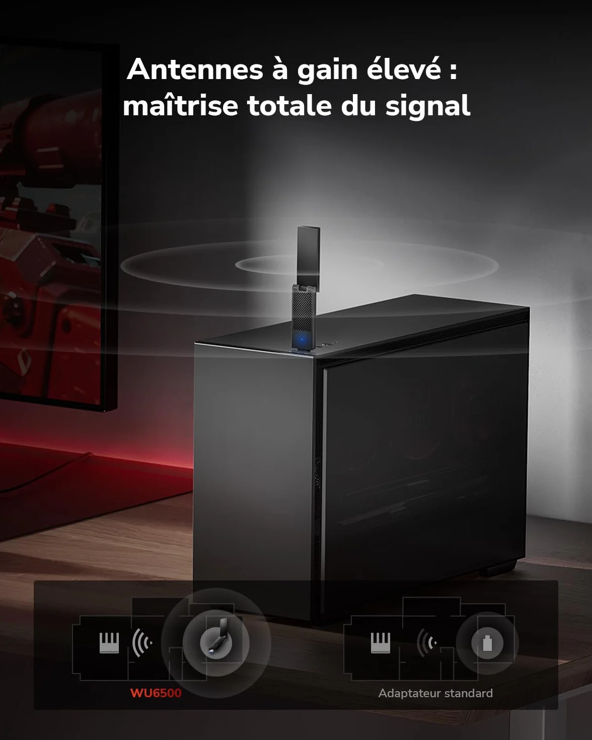 Cudy WU6500 Adaptateur WiFi BE6500 Tri-Band Wi-Fi 7 USB 3.0 pour PC