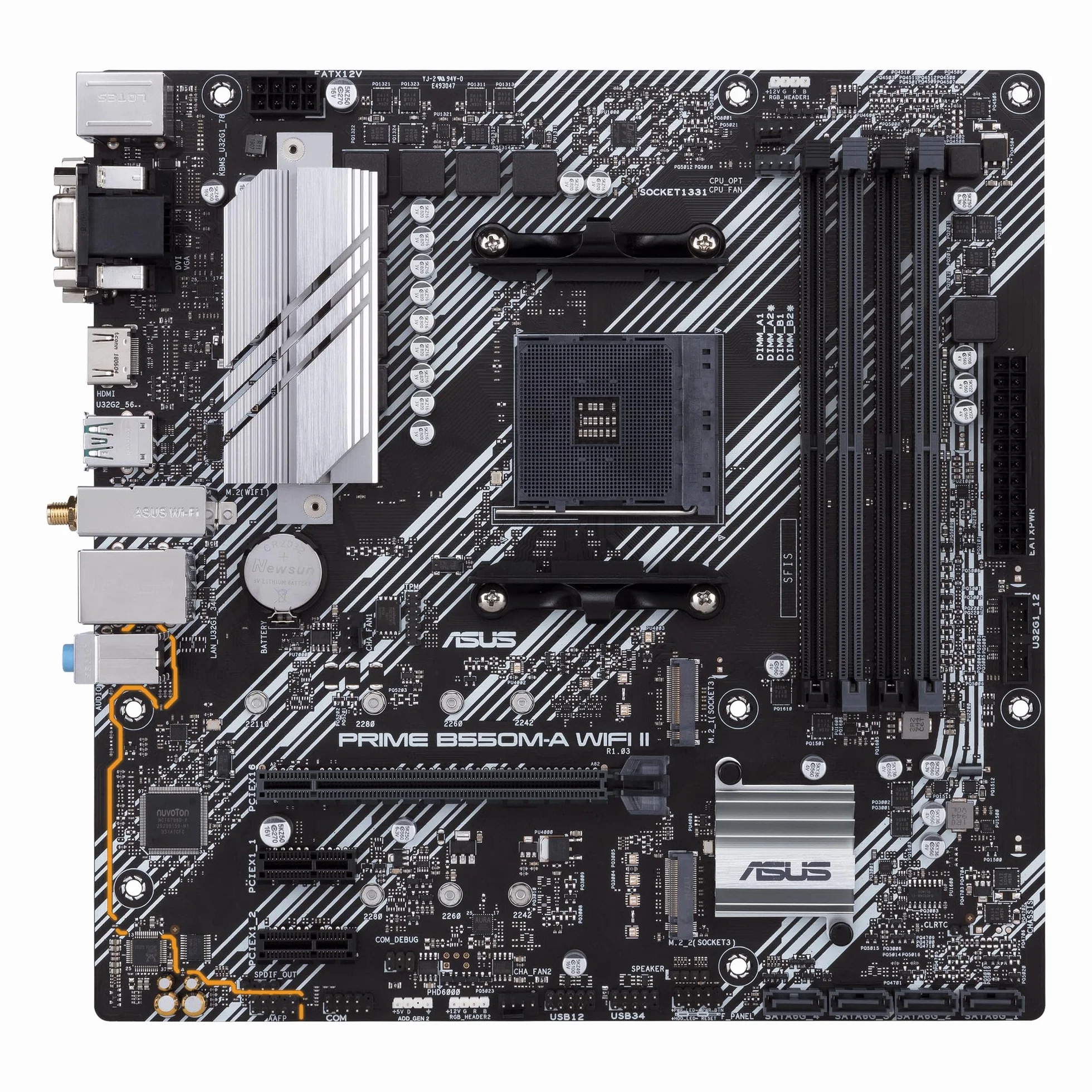 ASUS Prime B550M-A WI-FI II Carte mère AMD B550 Ryzen AM4 Micro ATX PCIe 4.0 DDR4 4400 Intel WiFi 6