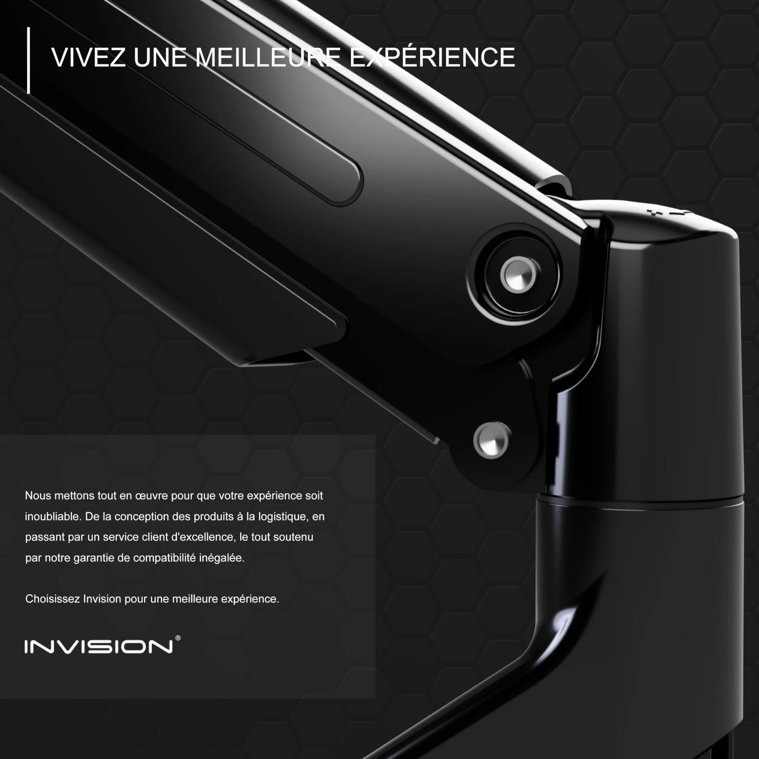 Invision Support PC Ecran Bras pour Écrans 24"-40" VESA 75/100mm Pince de Bureau Ergonomique MX450