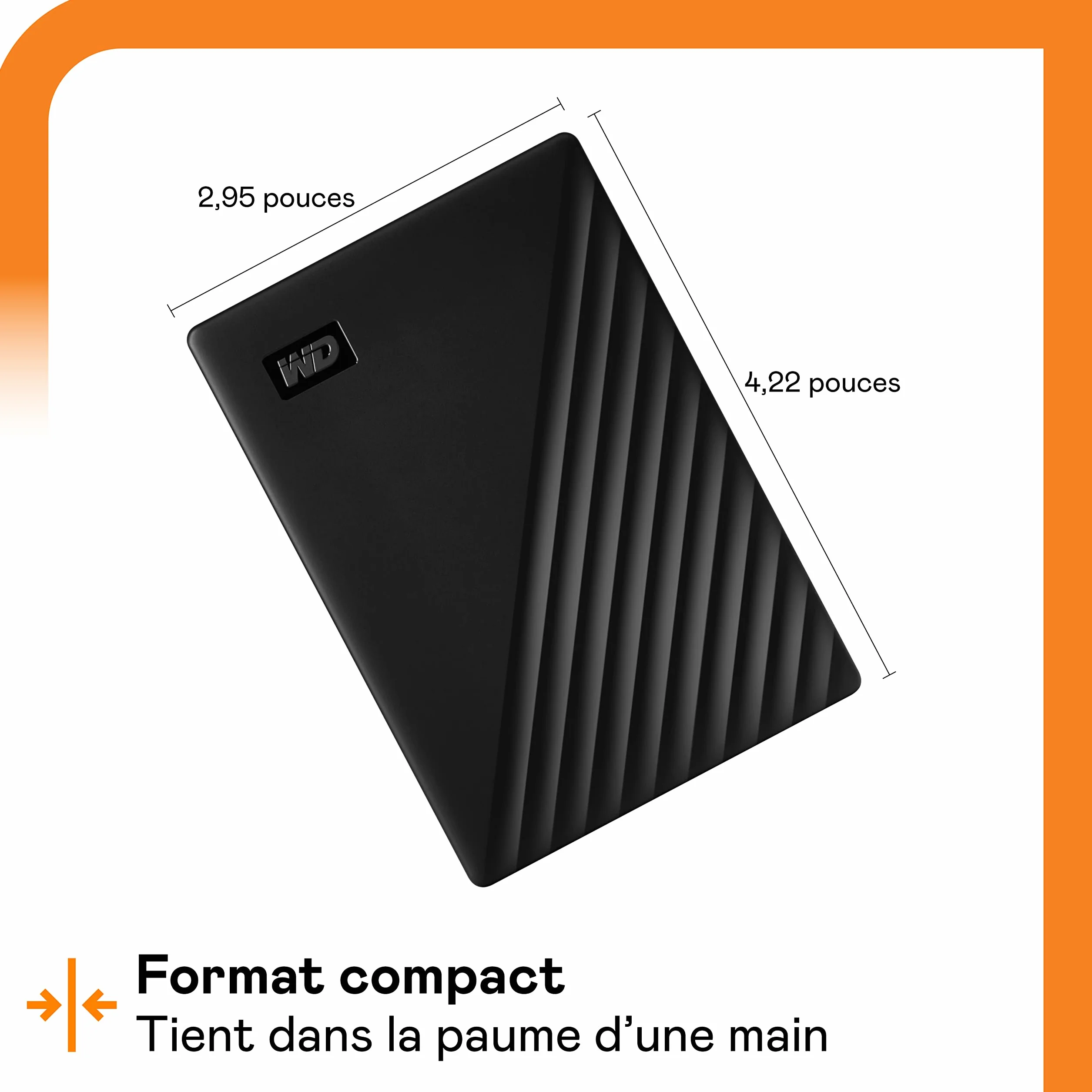 WD 5To My Passport Disque Dur Externe Portable, Sauvegarde et Protection par Mot de Passe, Noir