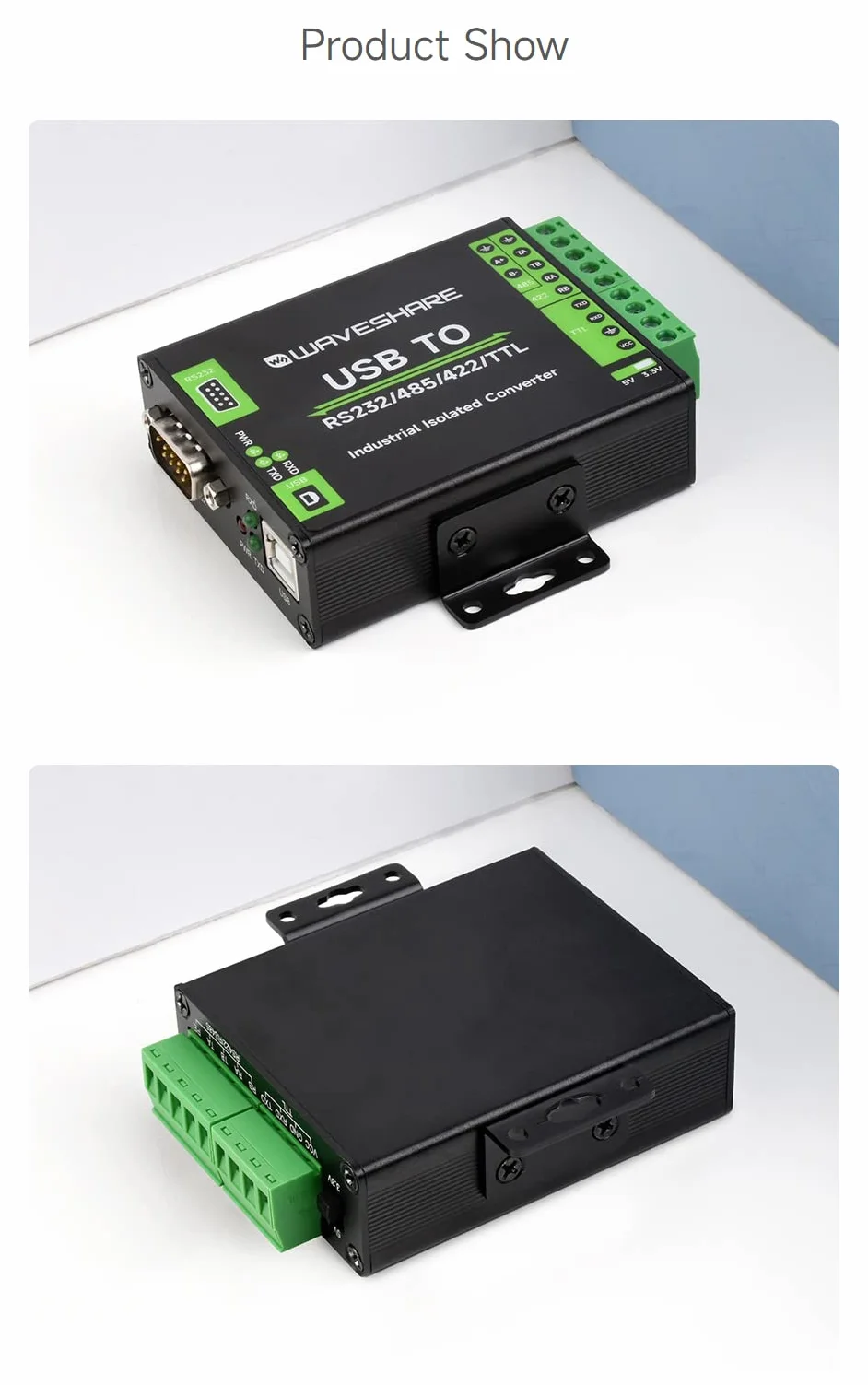 Waveshare FT232RNL USB to RS232/485/422/TTL Interface Converter Industrial Isolation