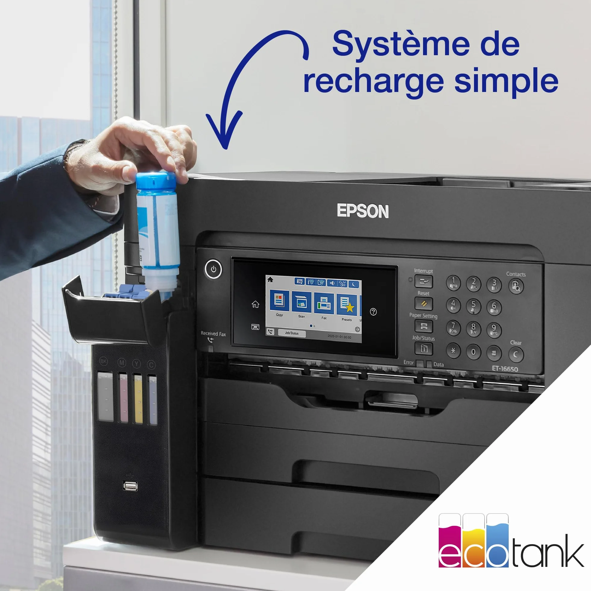Epson EcoTank ET-16655 Imprimante A3+ Wi-Fi Fax Réservoirs Encre
