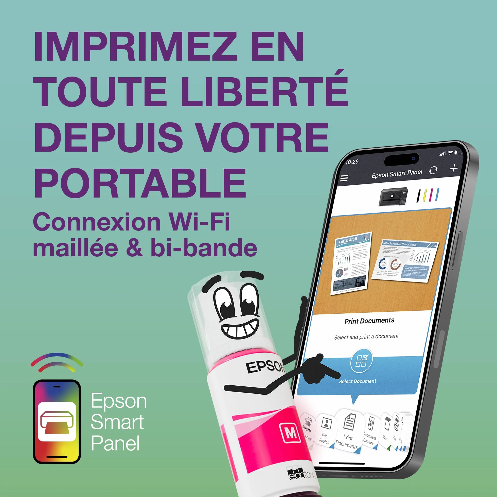 Epson EcoTank ET-2956 Imprimante A4 Wi-Fi AirPrint Recto Verso