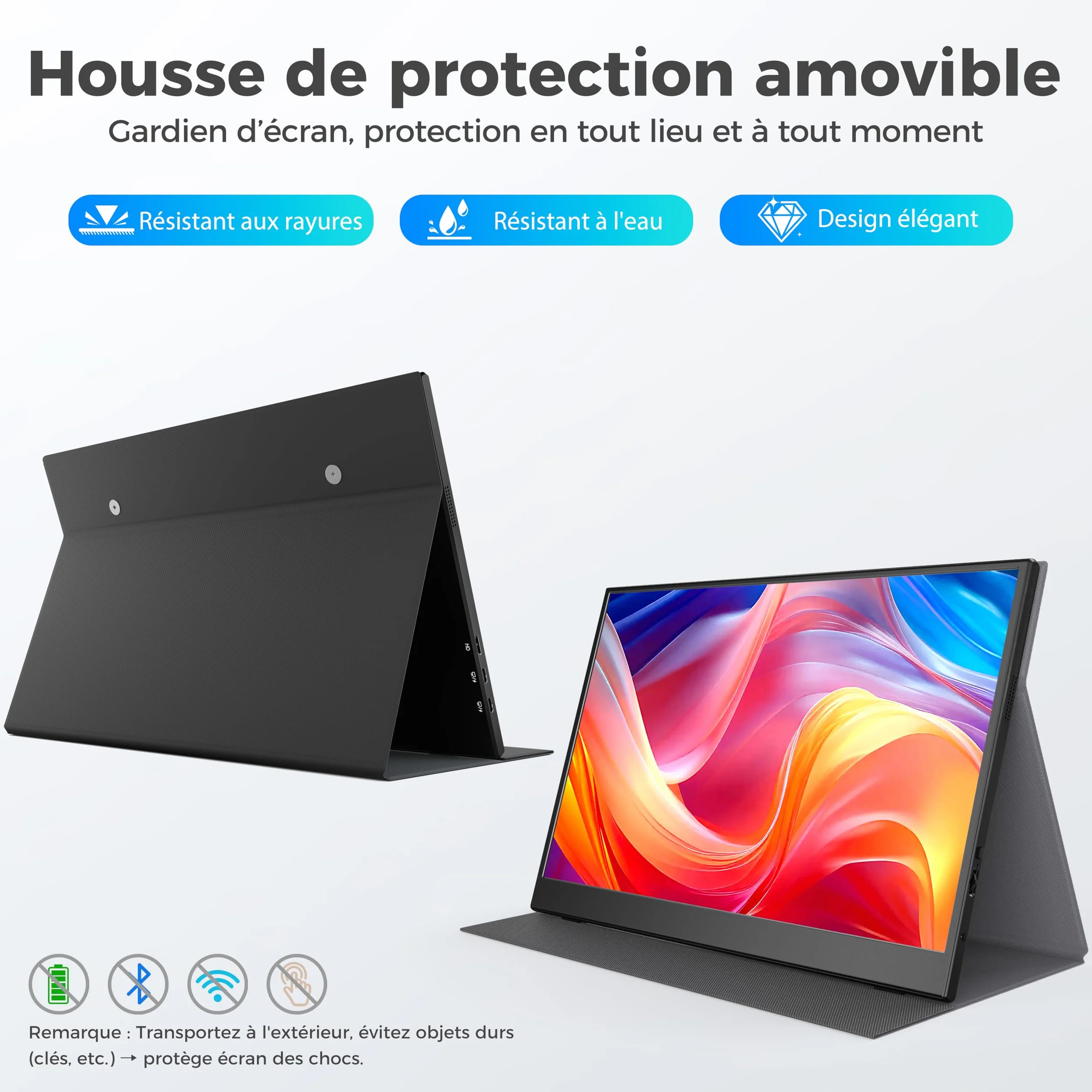 UFYQL Écran Portable 15,6" Full HD IPS 1080P Mat, Compatible Laptop/PC/MacBook/Téléphone/Xbox/PS4/PS5/TV, HDMI/USB-C, VESA