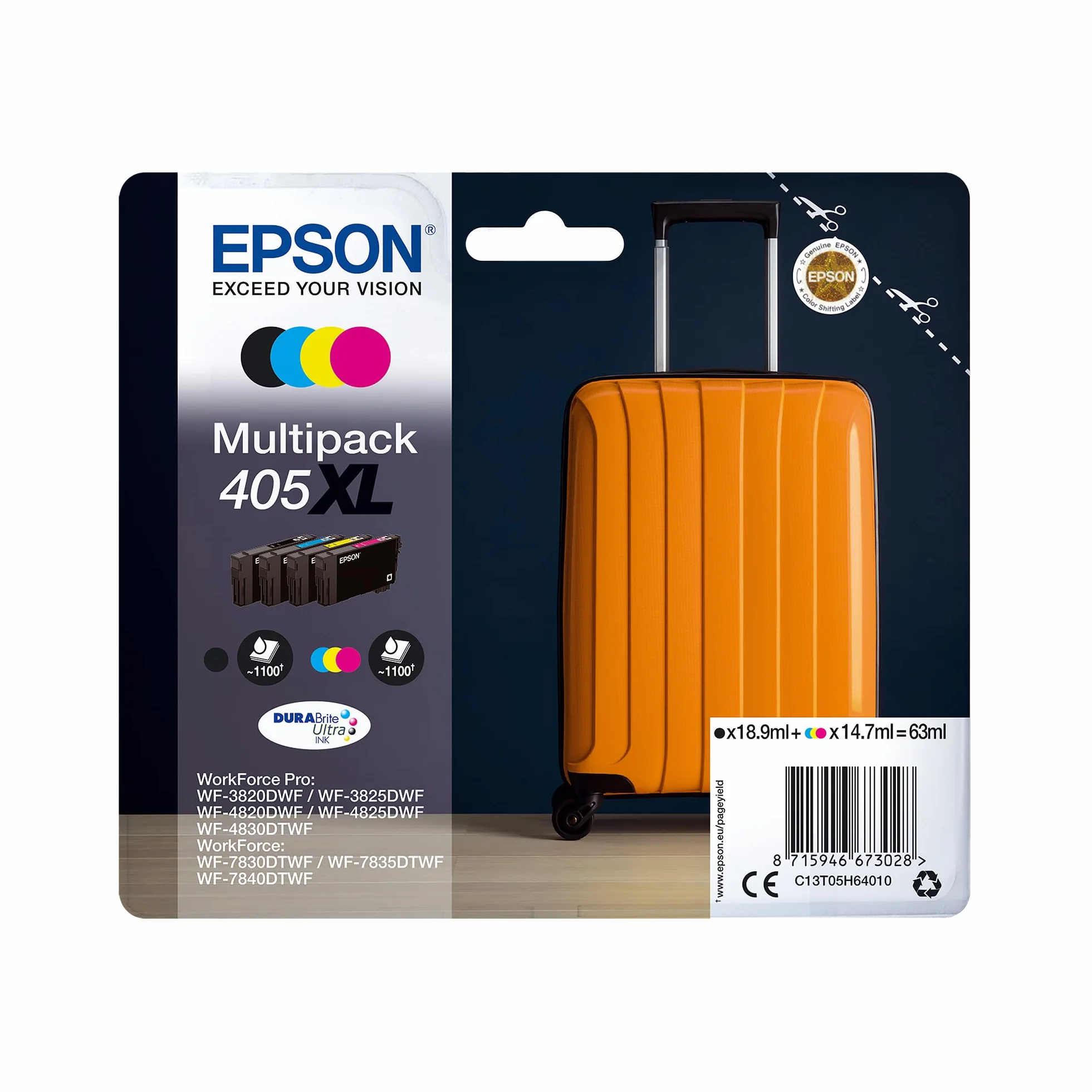 Epson Multipack 405 Valise Cartouches d'encre d'origine 4 couleurs Noir Cyan Magenta Jaune