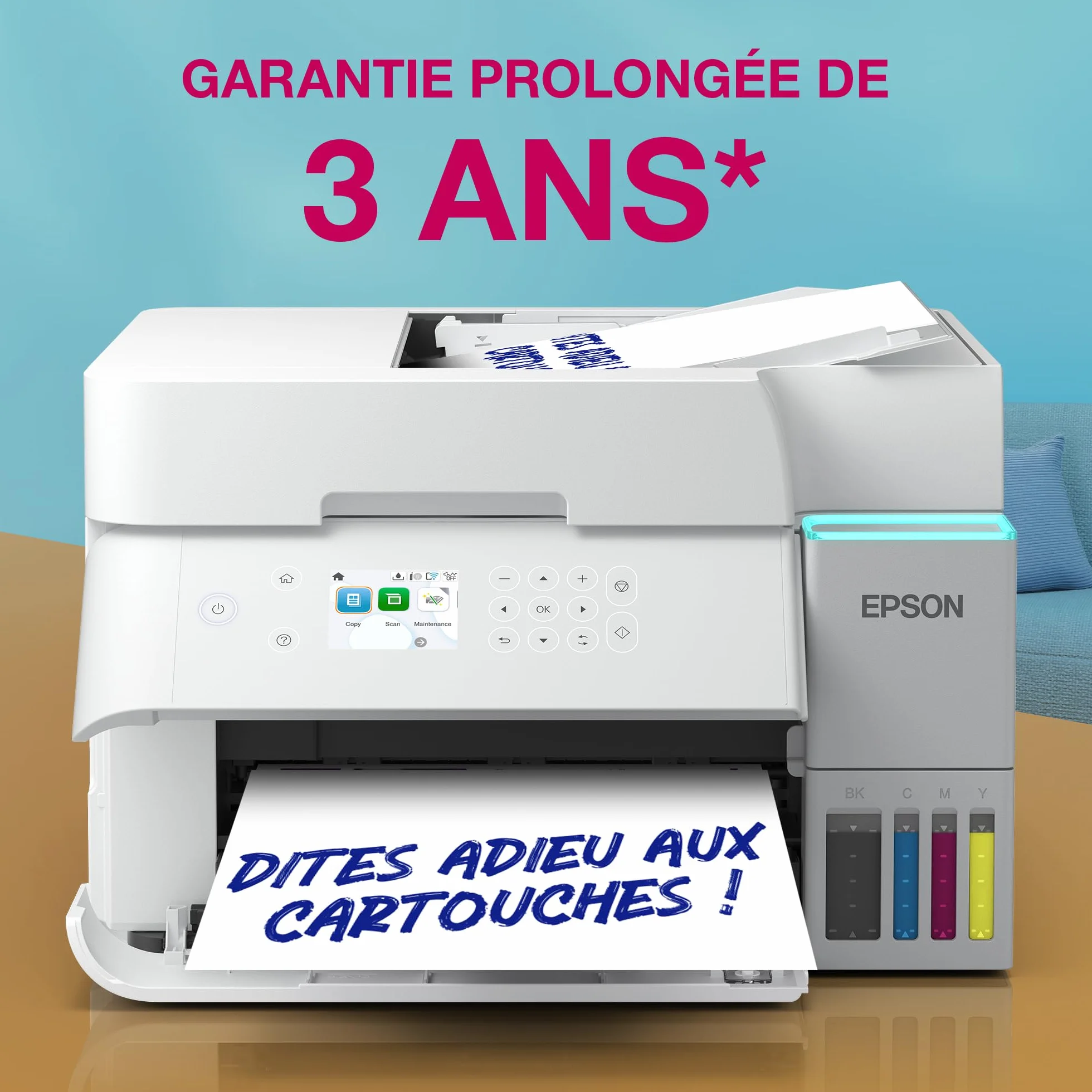 Epson EcoTank ET-3956 Imprimante Multifonction A4 Wi-Fi Recto Verso Auto Écran LCD 6,1cm ADF 35 Feuilles