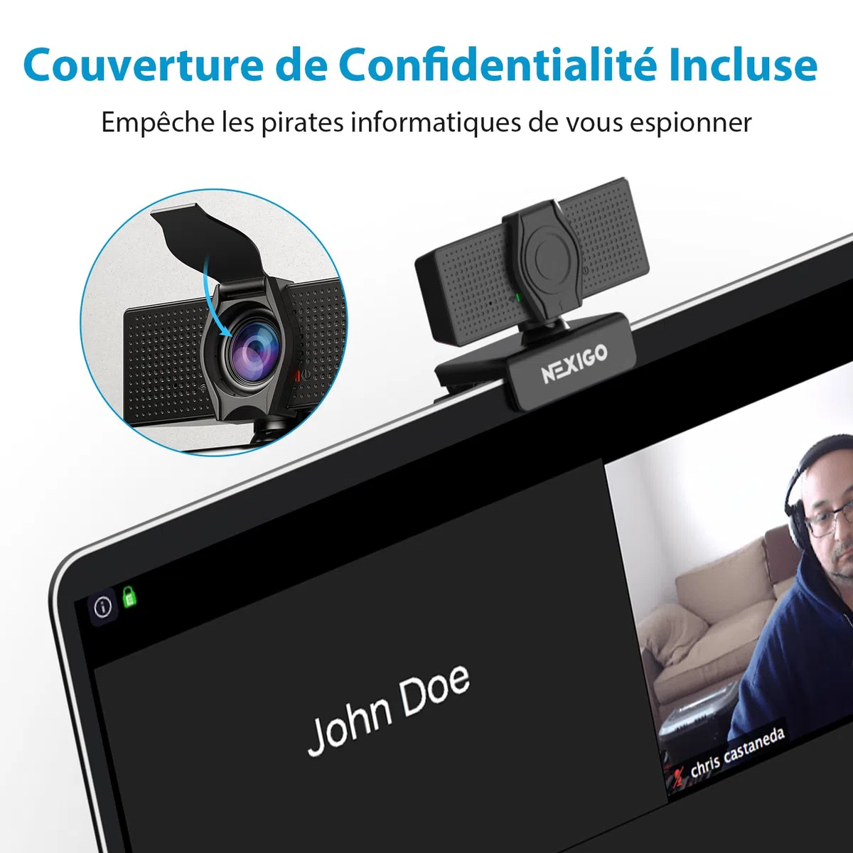 NexiGo N60 1080P Webcam Full HD avec Microphone, Champ de Vision Ajustable, Caméra USB pour Ordinateur