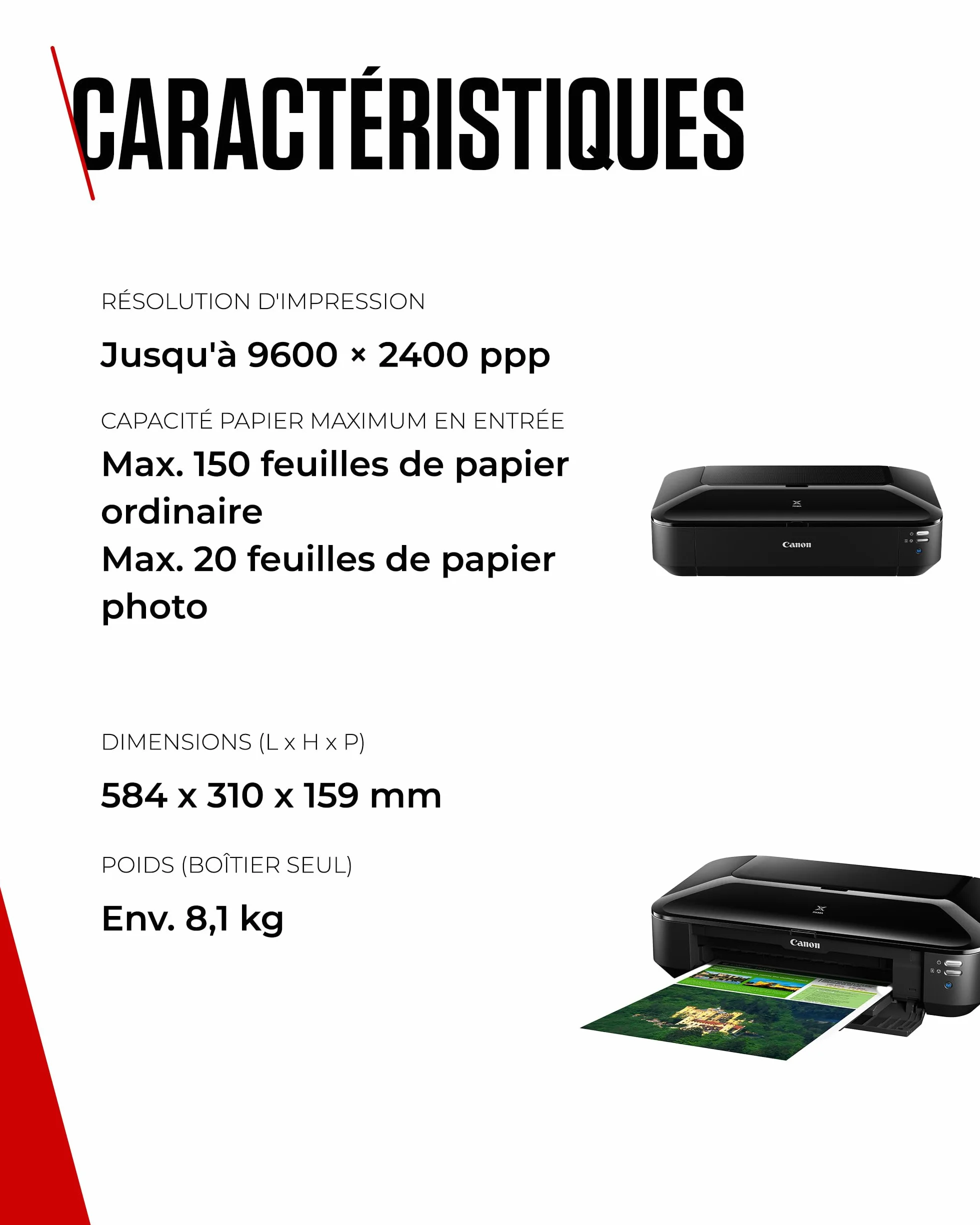 Canon PIXMA iX6850 Imprimante WiFi Noire 5 Encres A3+ Jet d'Encre Multifonction Bureau
