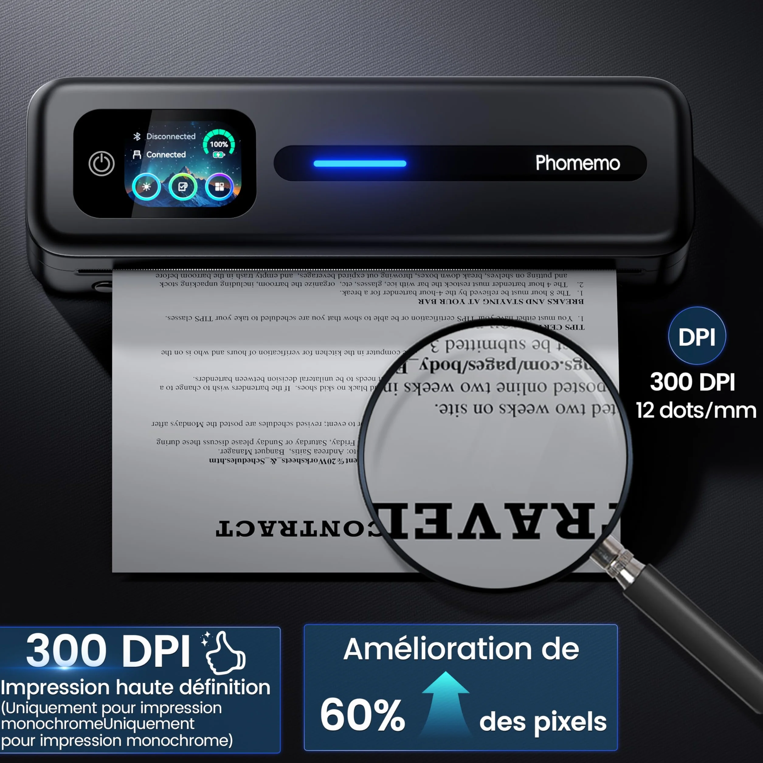 Phomemo M832D Imprimante Thermique A4 avec Écran Tactile Portable sans Encre
