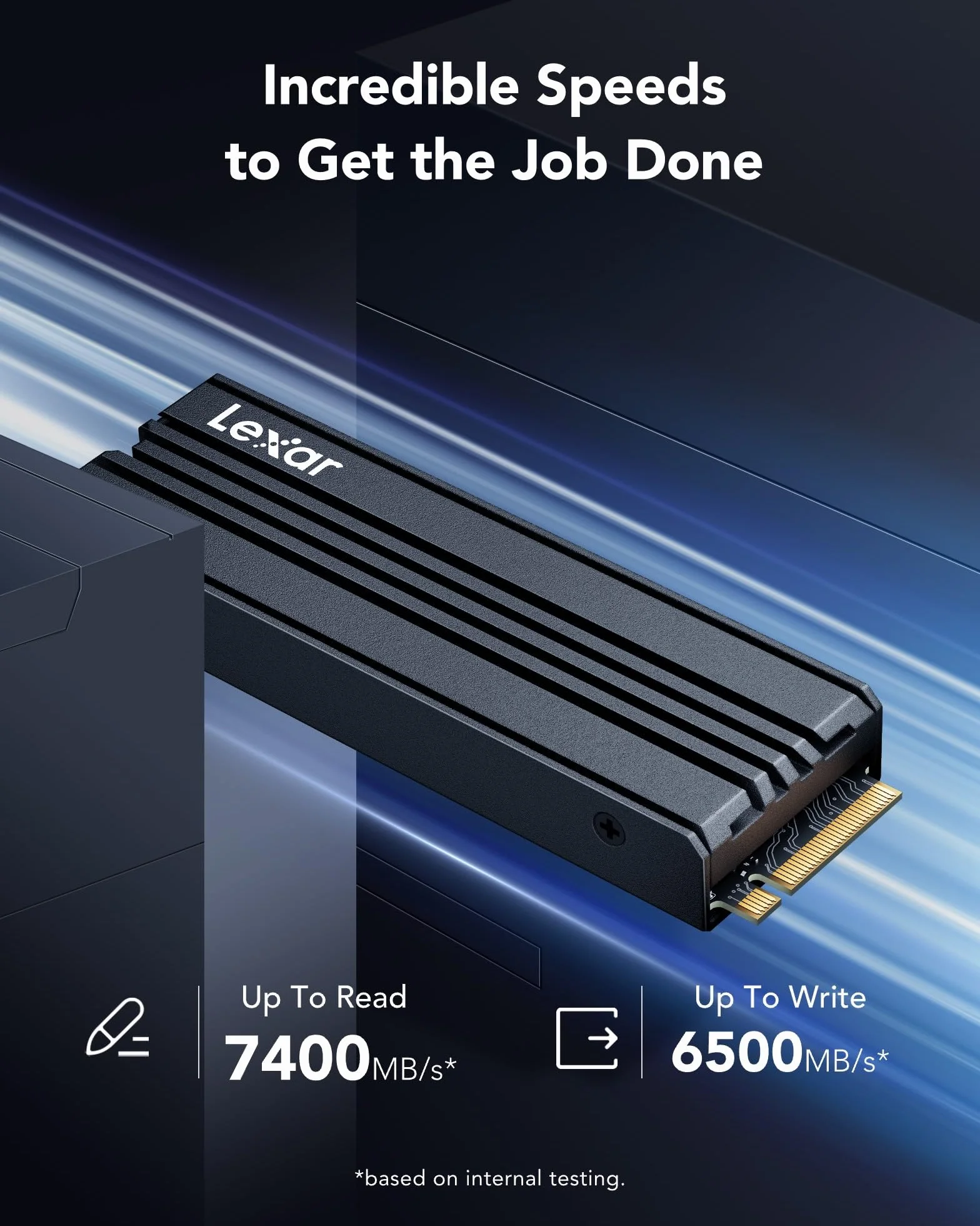 Lexar NM790 SSD Interne 2To M.2 2280 PCIe Gen4x4 NVMe 1.4, 7400 Mo/s Lecture, 6500 Mo/s Écriture, pour PS5 PC