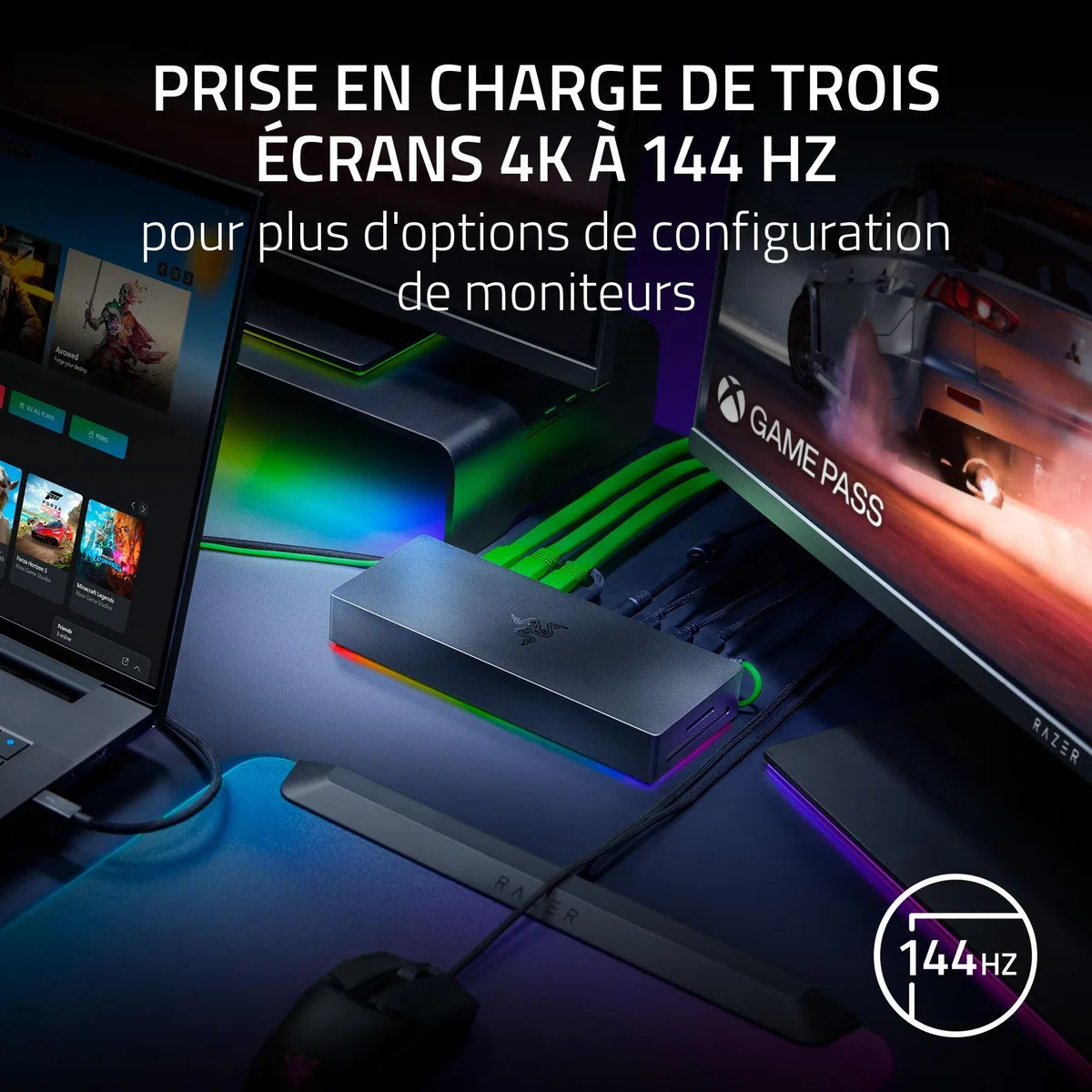 Razer Thunderbolt 5 Dock Chroma - Station d'accueil 11 Ports USB-Thunderbolt - 3X DisplayPort USB-C - Ethernet - Passthrough 140W - Carte SD/UHS - 3X USB - Extension M.2 - Prise UE - PC/Mac | Noir