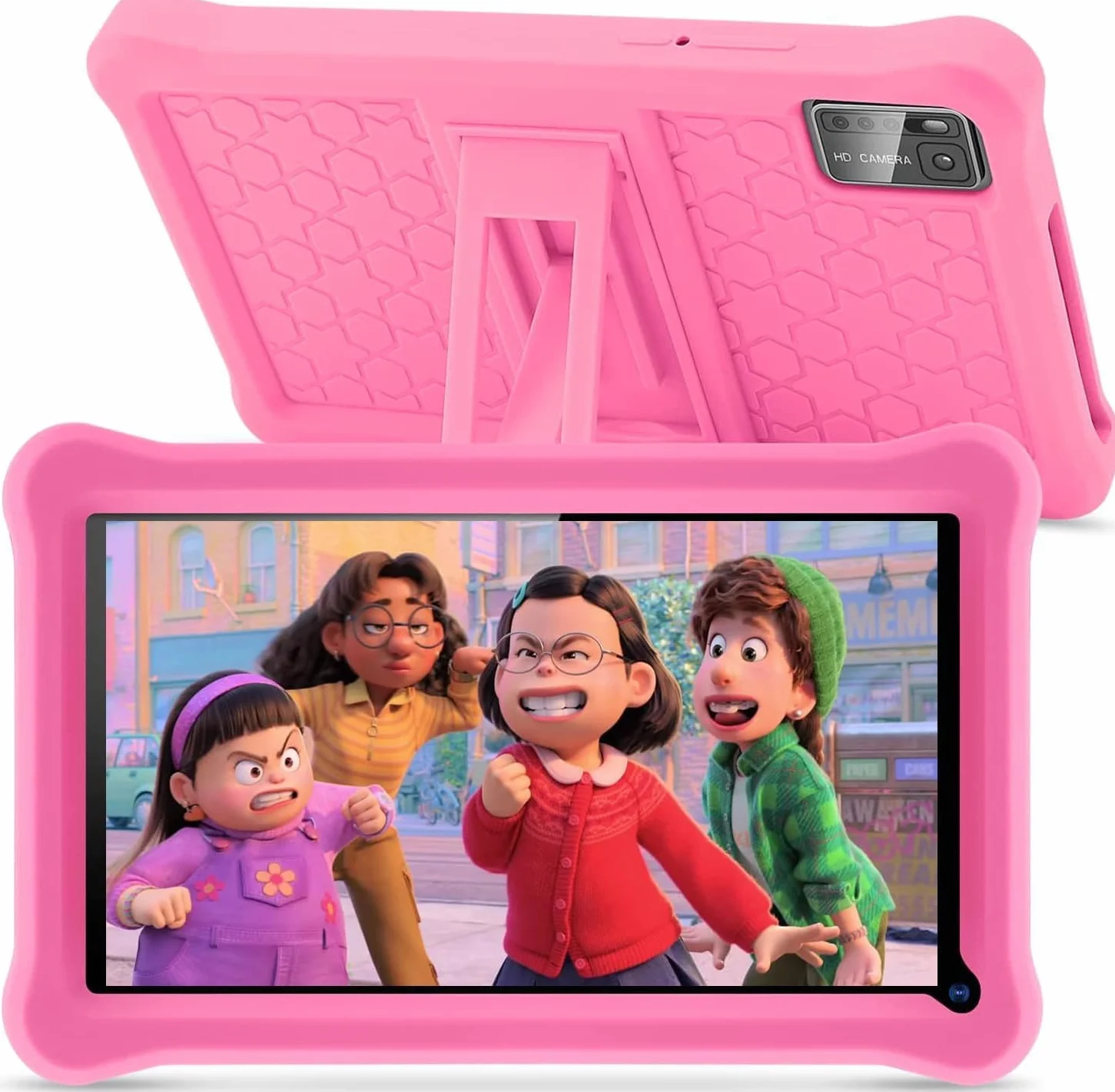 Tablette Enfants 7 Pouces Android Éducative 8Go RAM 64Go ROM TF 256Go Contrôle Parental Bluetooth WiFi Étui Antichoc EVA Rosa