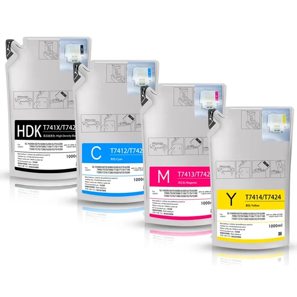 Lot de 4 sacs d'encre sublimation pour Epson T741X T7412 T7413 T7414 C13T741X00 C13T741200 C13T741300 C13T741400