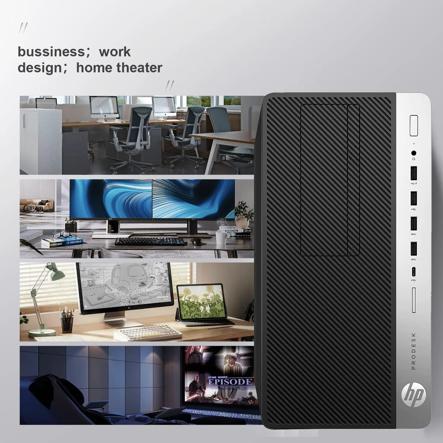 HP ProDesk 600 G3 Mini-Tour Ordinateur de Bureau, Intel Pentium G4400, 8 Go RAM, 256 Go SSD, WiFi, Bluetooth, Windows 11 Pro (reconditionné)