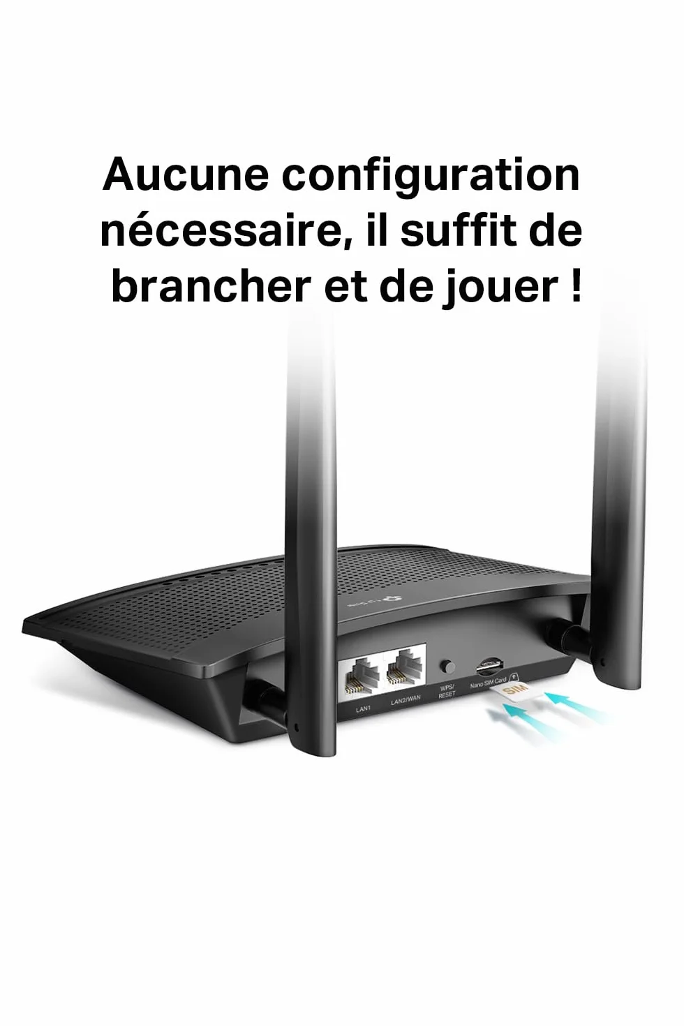 TP-Link TL-MR110 Routeur 4G LTE 2.4Ghz N300Mbps Cat 4 Modem 4G 2 Antennes Amovibles 2 Ports LAN Ethernet