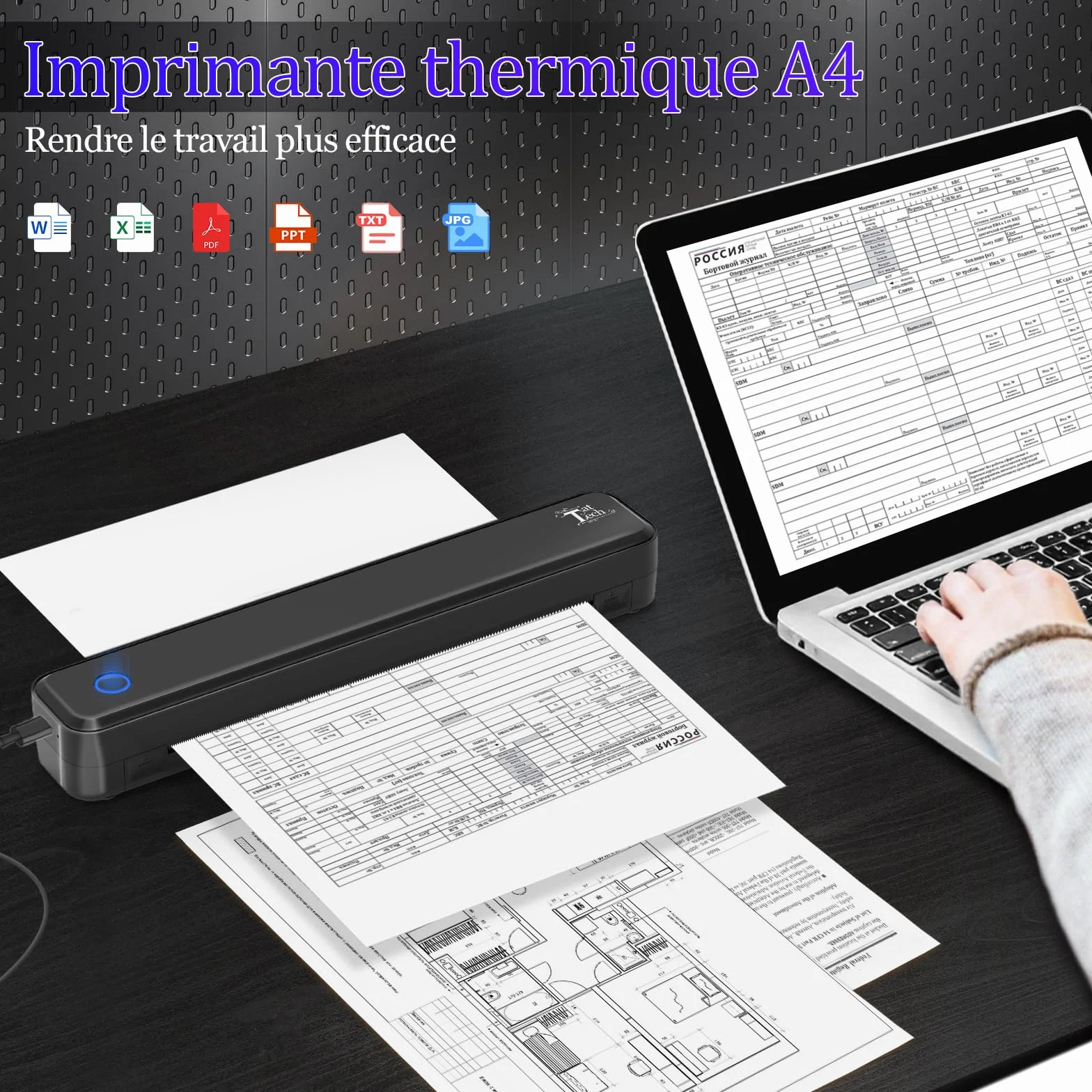 Joyzan Imprimante Pochoir Tatouage Bluetooth sans Fil, Thermocopieur Portable sans Encre 20pcs Transfert Papier