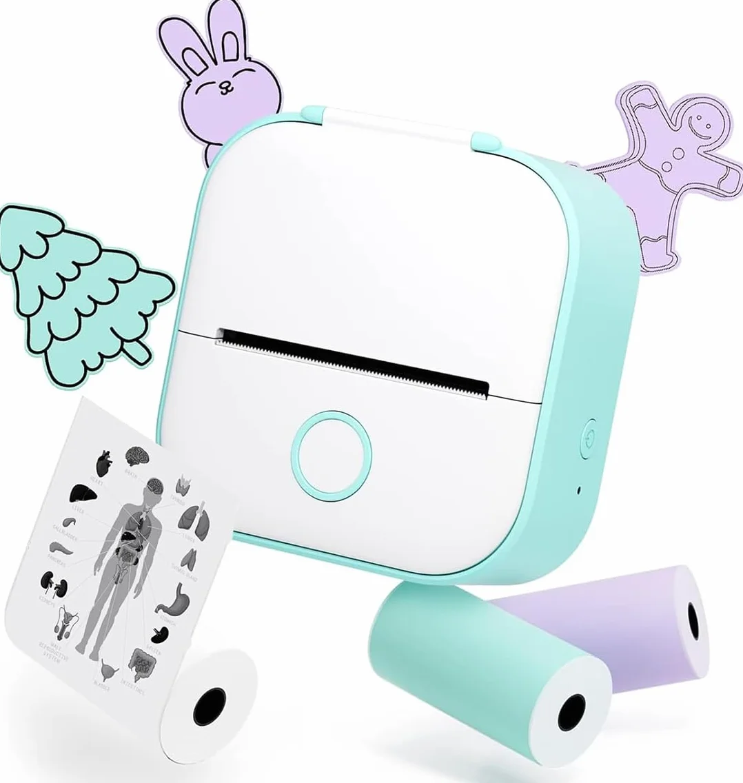 Imprimante Photo Thermique Portable T02 Mini Autocollant pour Apprentissage, Notes, Images, Vert