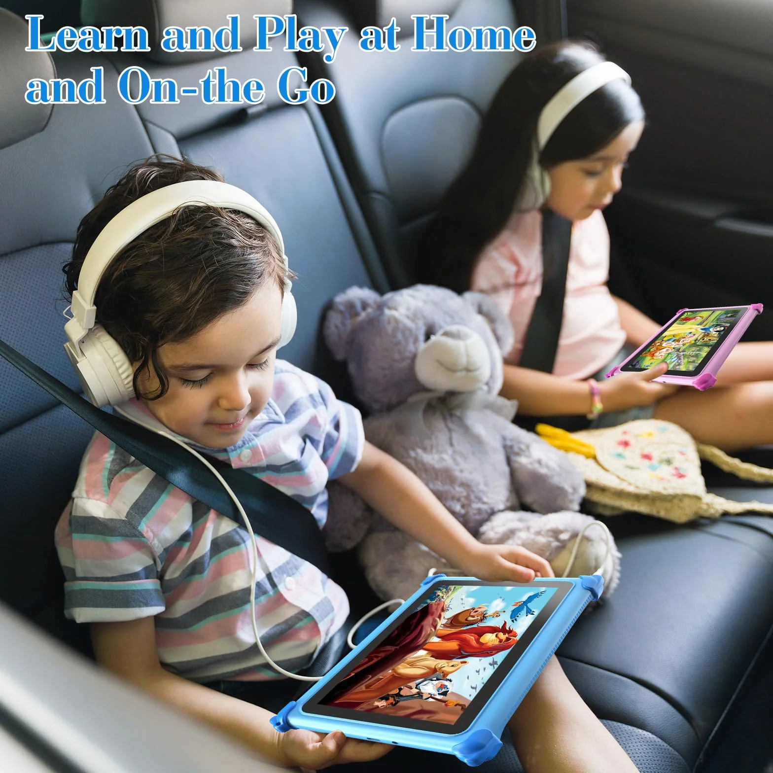 Tablette Enfants 7 Pouces Android 32Go+256Go GMS Écran IPS Tactile Applications Éducatives Contrôle Parental WiFi Bluetooth Étui Bleu
