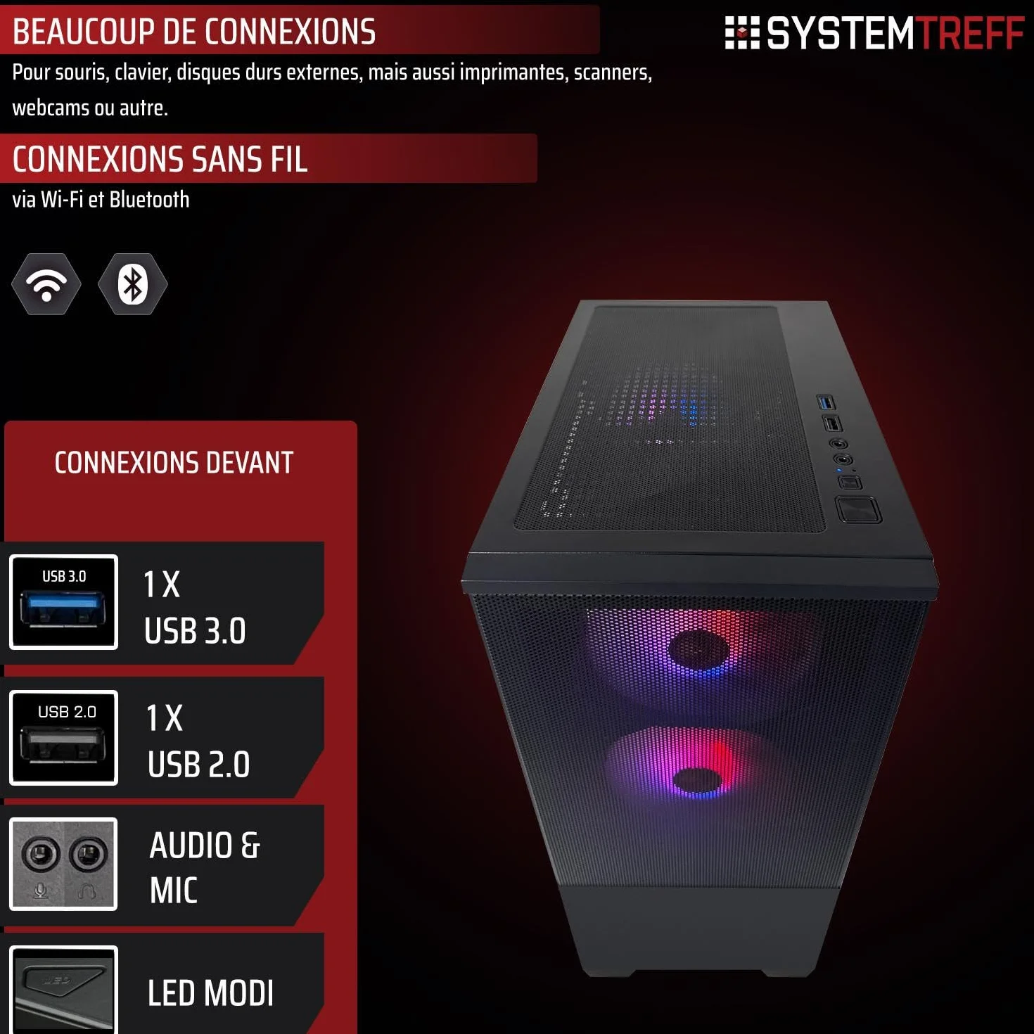 PC Gamer AMD Ryzen 5 5500 Nvidia RTX 3050 6Go 512Go M.2 NVMe 16Go DDR4 RAM Ordinateur de Bureau WLAN