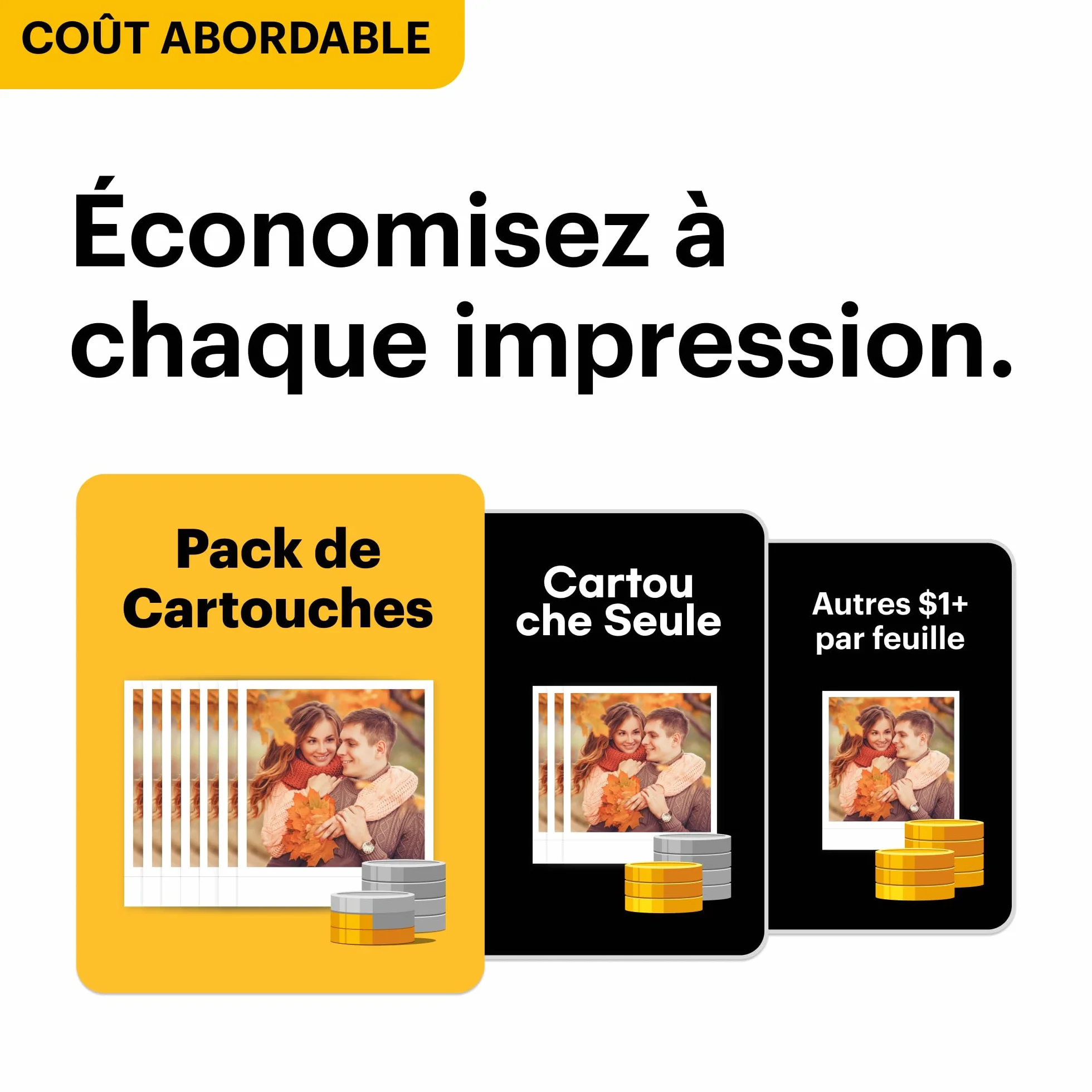 KODAK Mini 3 Retro 4PASS Imprimante Photo Portable 7,6x7,6cm Jaune