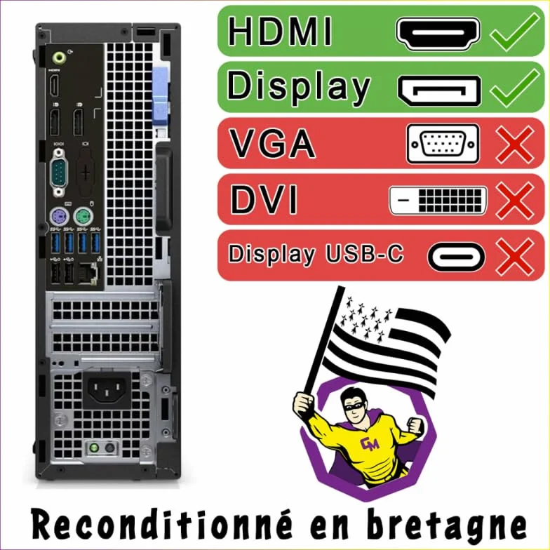 Dell Optiplex 7050 SFF Intel I7-6700 RAM 16 Go SSD 256 Go W10 WiFi
