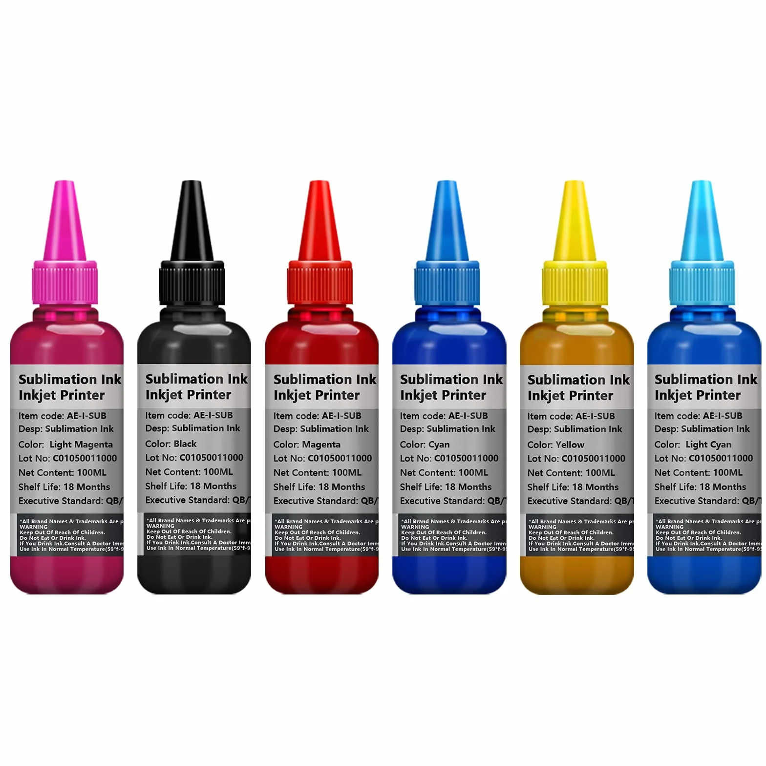HEMEI Encre de Sublimation 6 Bouteilles Compatible Epson T50 P50 1400 1500W R300 RX600