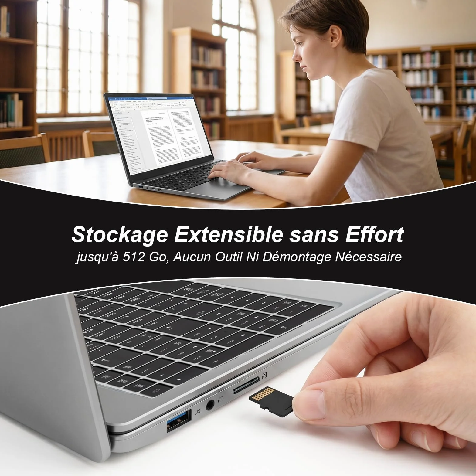 Ordinateur Portable Windows 11 15,6 Pouces AZERTY 5205U 4Go RAM 128Go ROM
