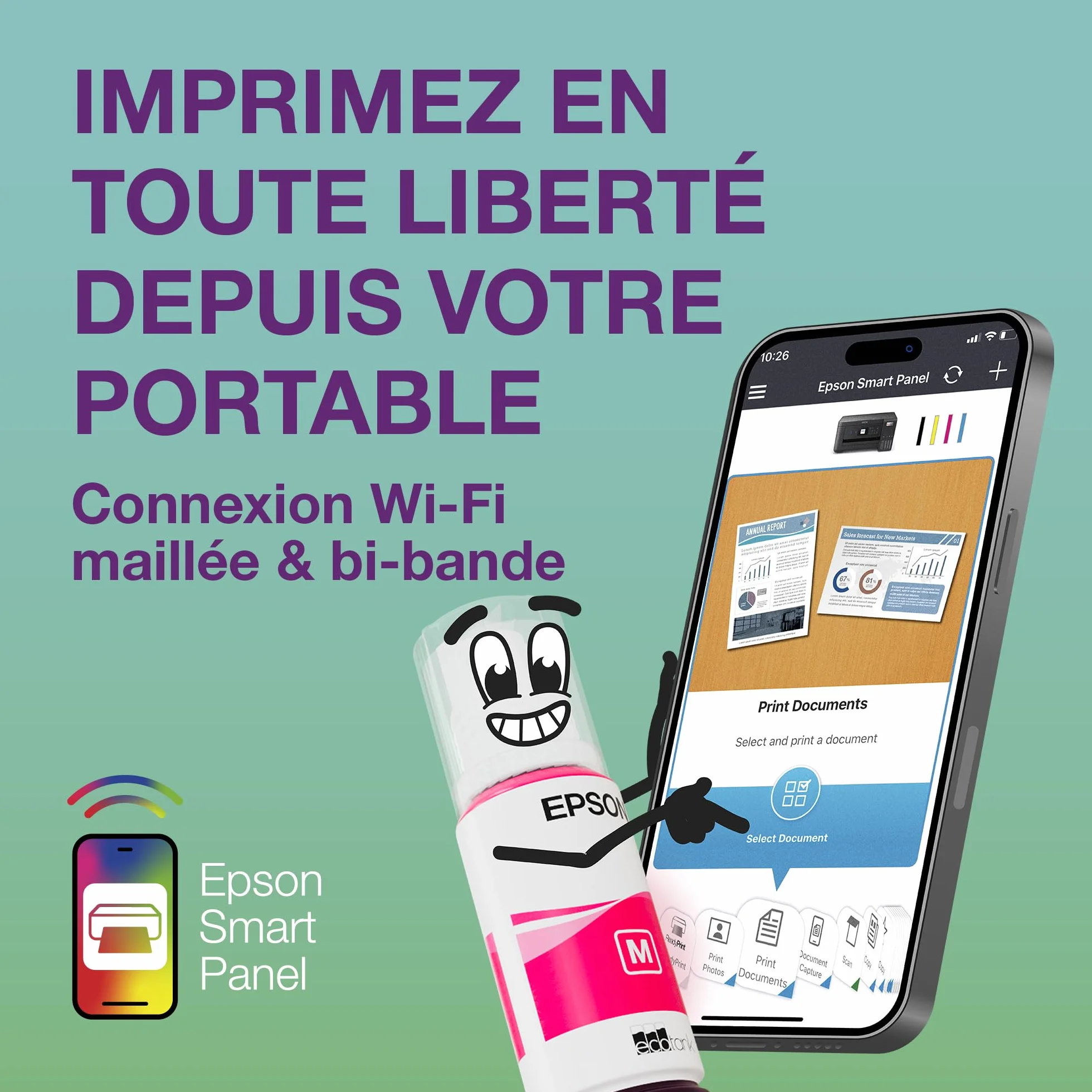 Epson EcoTank ET-3950 Imprimante Multifonction A4 Wi-Fi Recto Verso Auto Écran LCD ADF 35 Feuilles