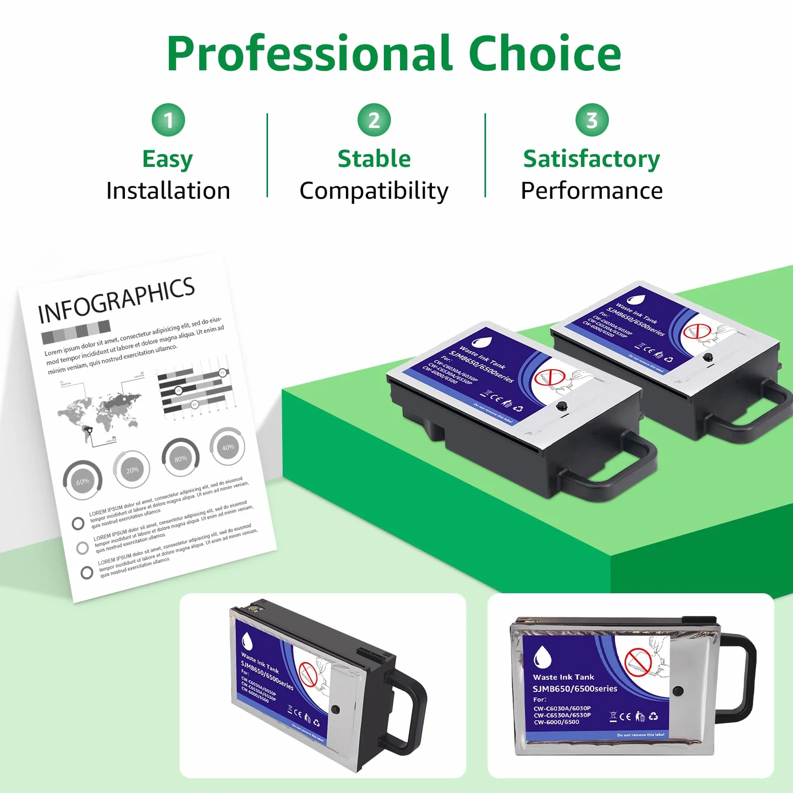 Lot de 2 cartouches d'entretien compatibles EPS ColorWorks CW-C6000A CW-C6500P SJMB6000 SJMB6500