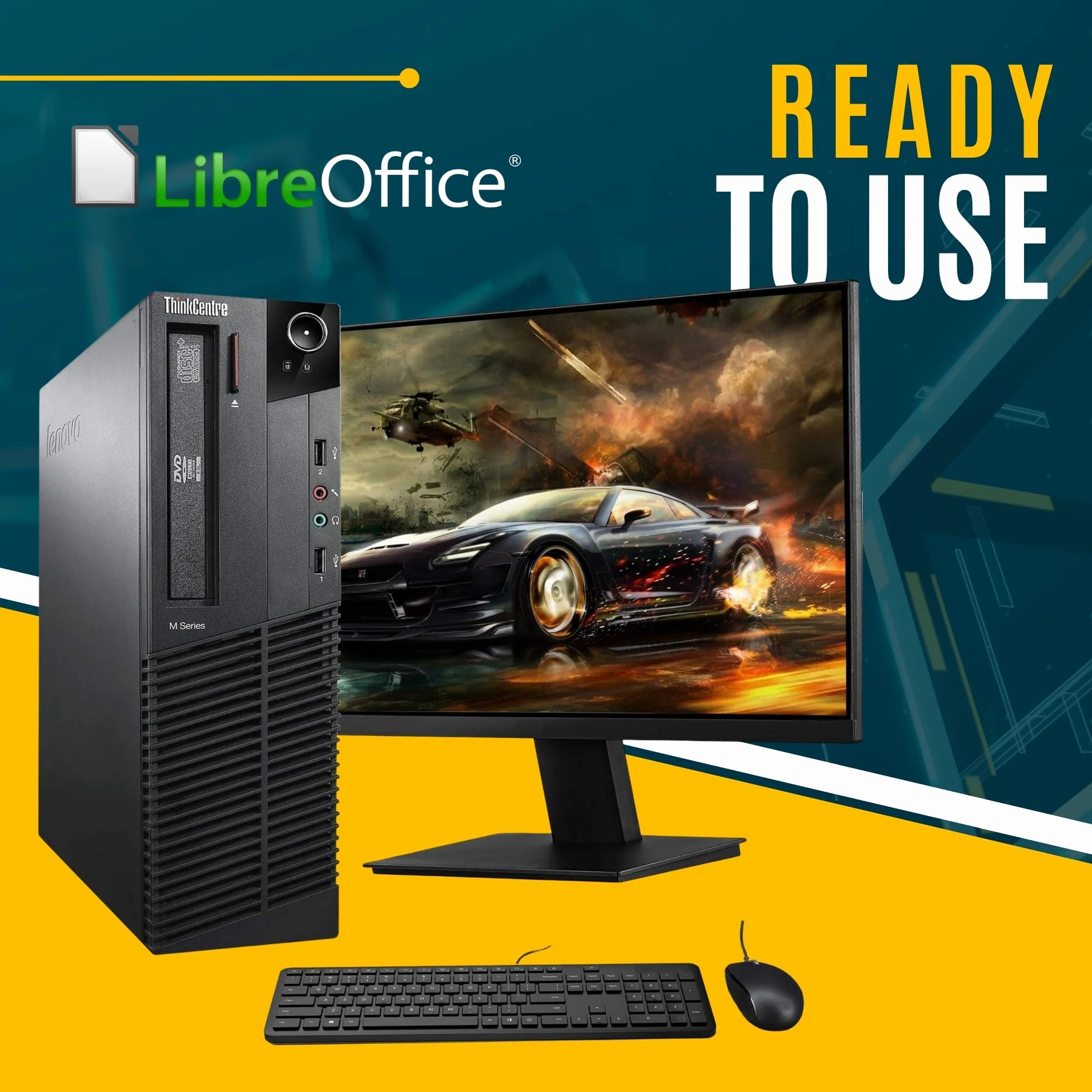 Lenovo Ordinateur PC Bureau Intel i5 16 Go RAM 512 Go SSD Windows 11 Pro Wi-Fi Reconditionné