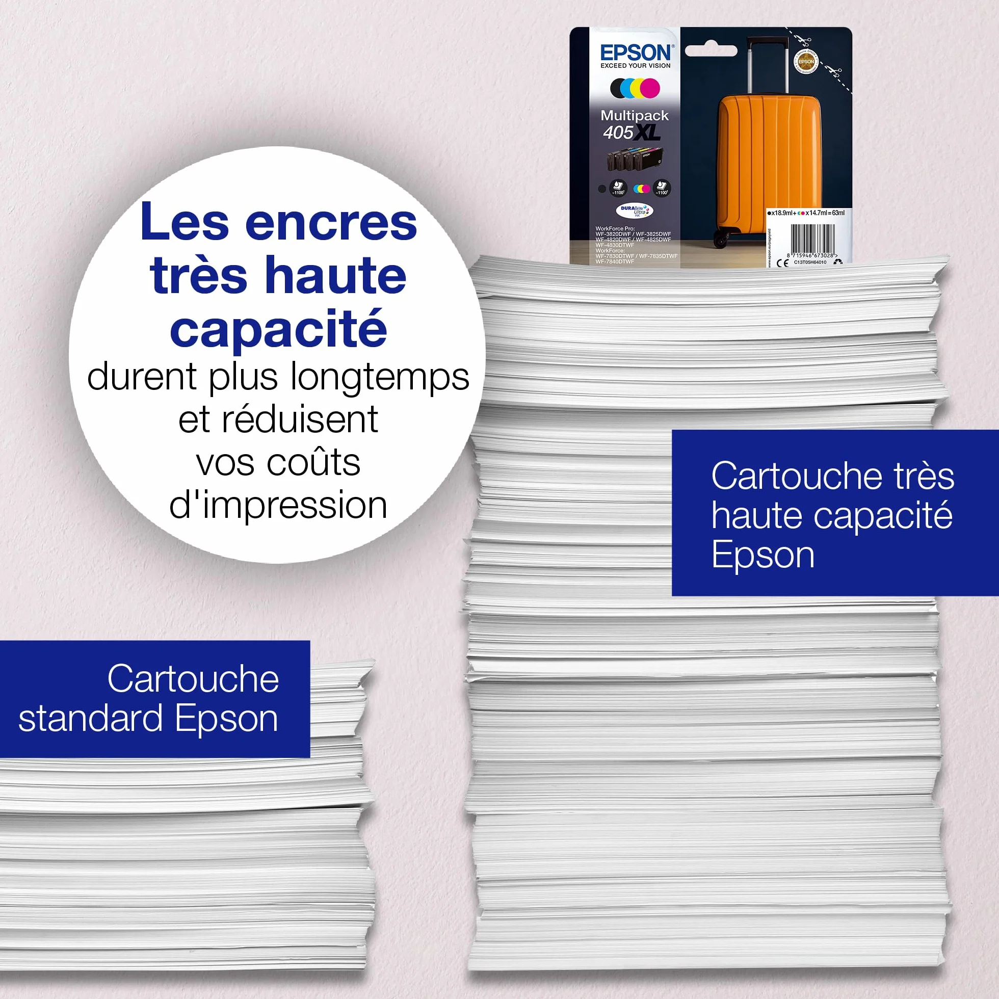 Epson Multipack 405 Valise Cartouches d'encre d'origine 4 couleurs Noir Cyan Magenta Jaune