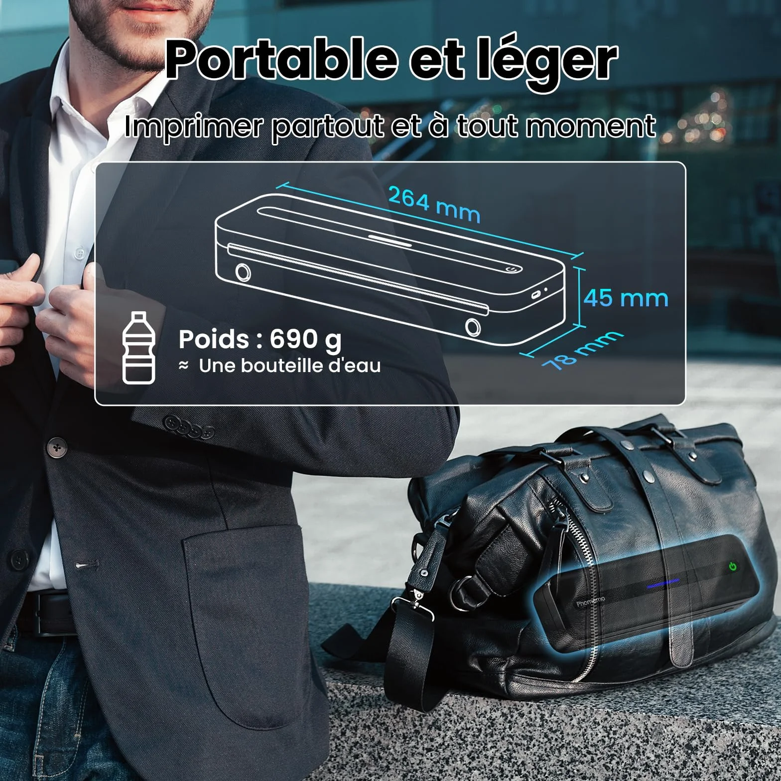 Phomemo M832 Imprimante Thermique A4 sans Encre, Compatible avec Phones & Laptop, avec Mallette de Transport et 4 Rouleaux