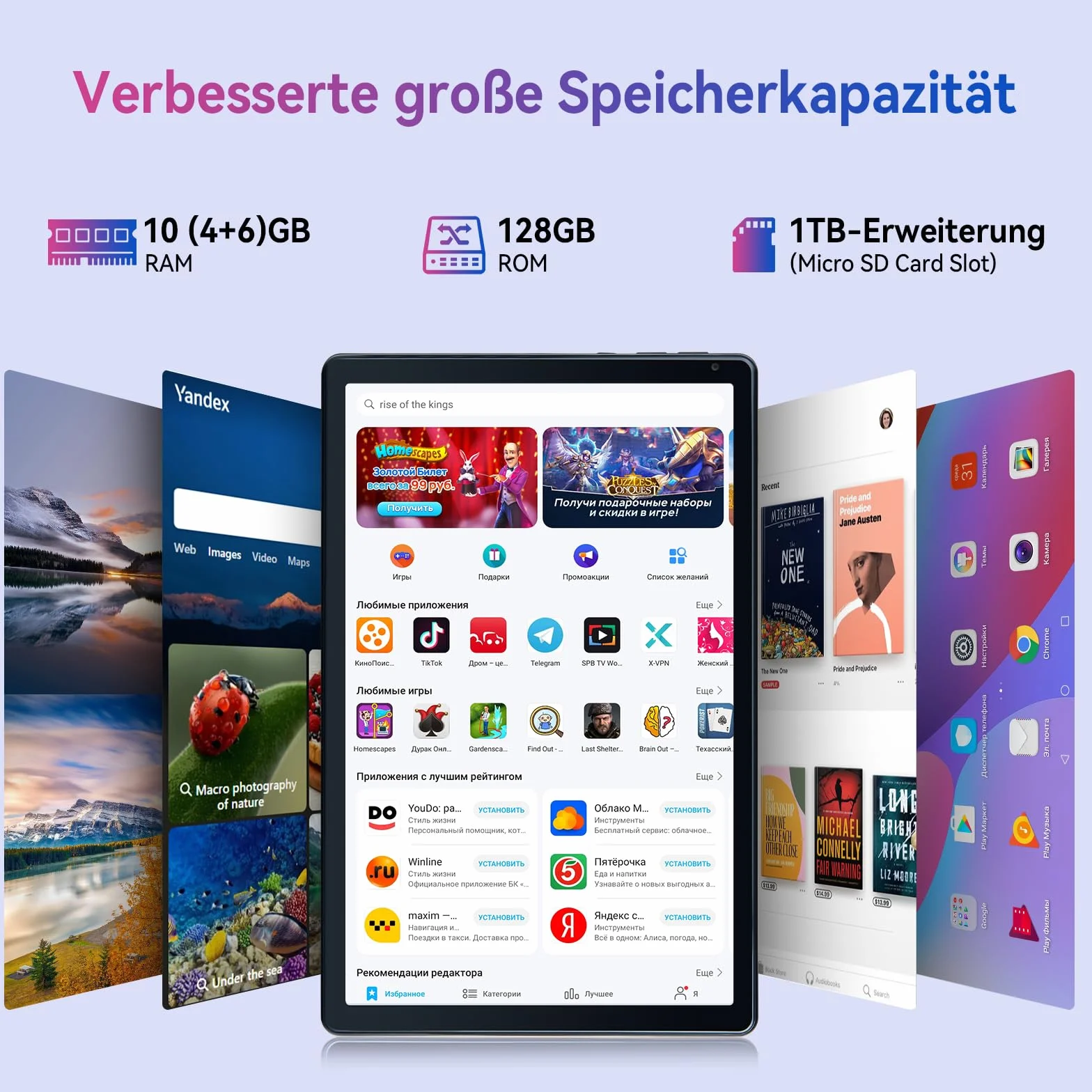 Ainmel Tablette Android 10 Pouces Octa-Core 10GB RAM 128GB ROM 1TB TF Card 1280x800 IPS HD Touchscreen 5G 2.4G WiFi BT 5.0 5MP 8MP Camera Gris