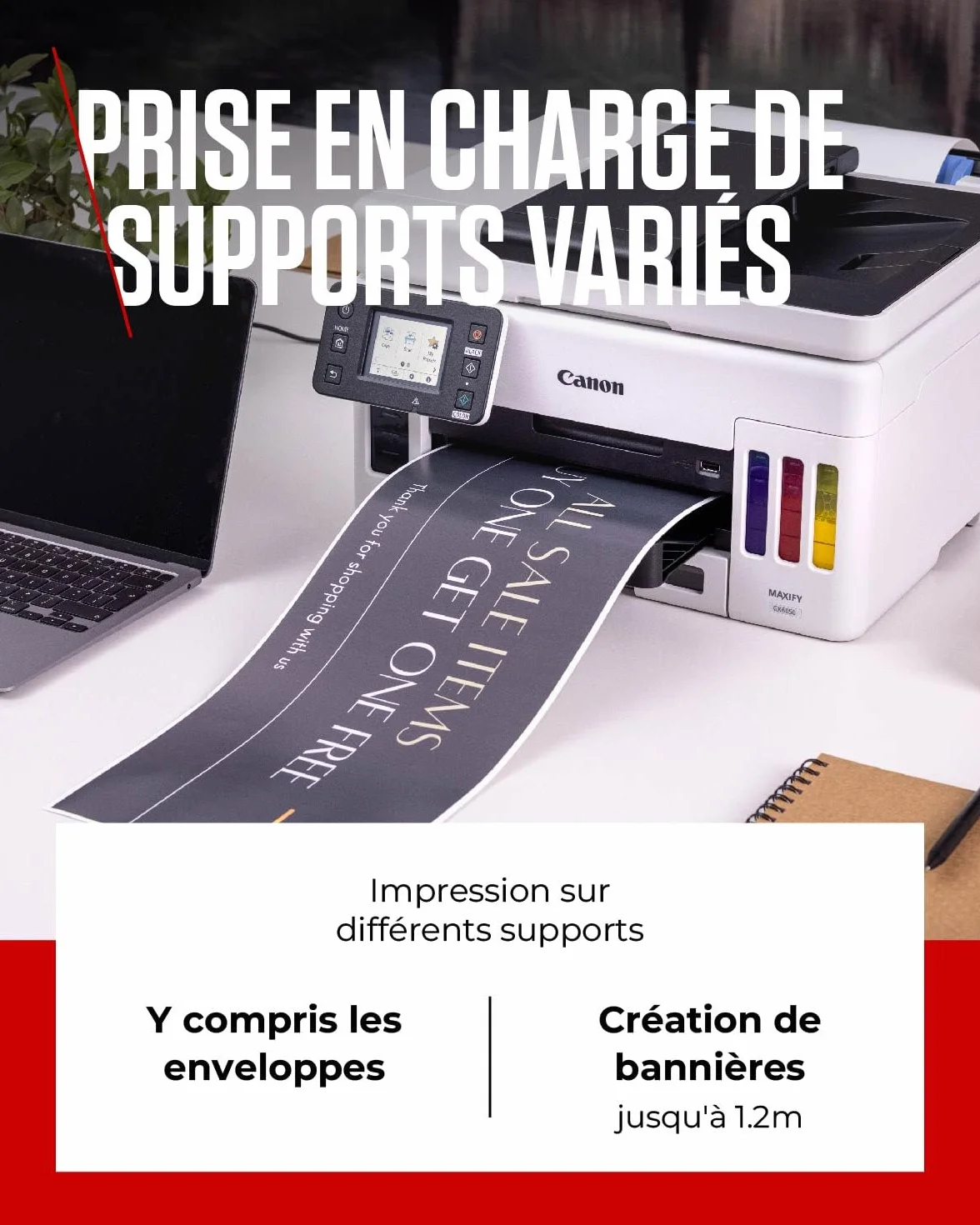 Canon MAXIFY GX6050 Imprimante A4 Couleur Jet d'encre MegaTank Tout-en-Un sans Fil Wi-Fi Ethernet USB