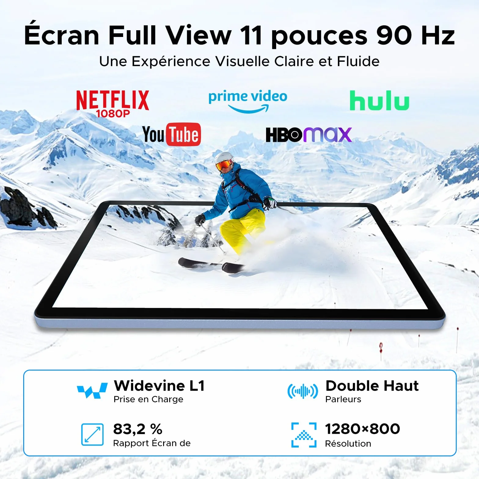 Tablette 11 Pouces Gemini AI Android 16, 48Go RAM 128Go ROM 2To TF, 120Hz T7250 Octa-Core, 8800mAh, 13MP+5MP, Widevine L1, Face ID, GPS, FM, avec Clavier et Stylet