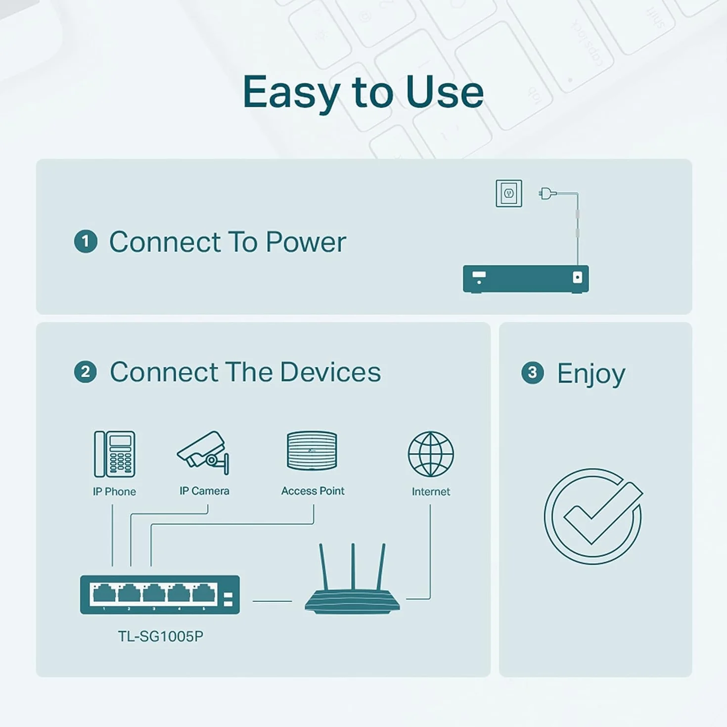 TP-Link Switch PoE 5 Ports Gigabit TL-SG1005P V2, 4 Ports PoE+, 65W, Boitier métal