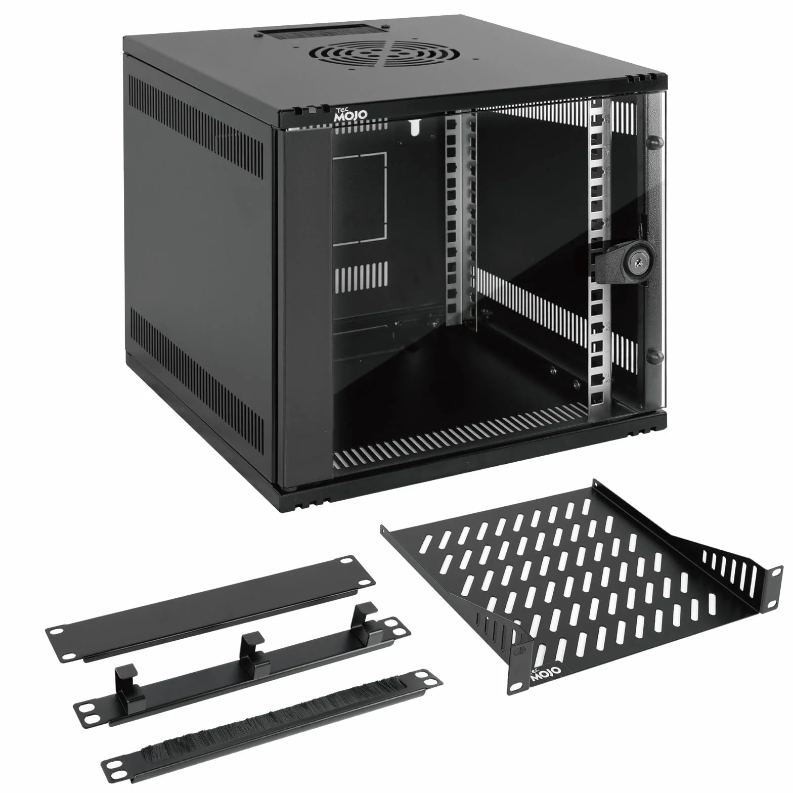 Tecmojo Armoire Réseau Murale 10 Pouces 6U 330mm 50kg Porte Vitrée Noir