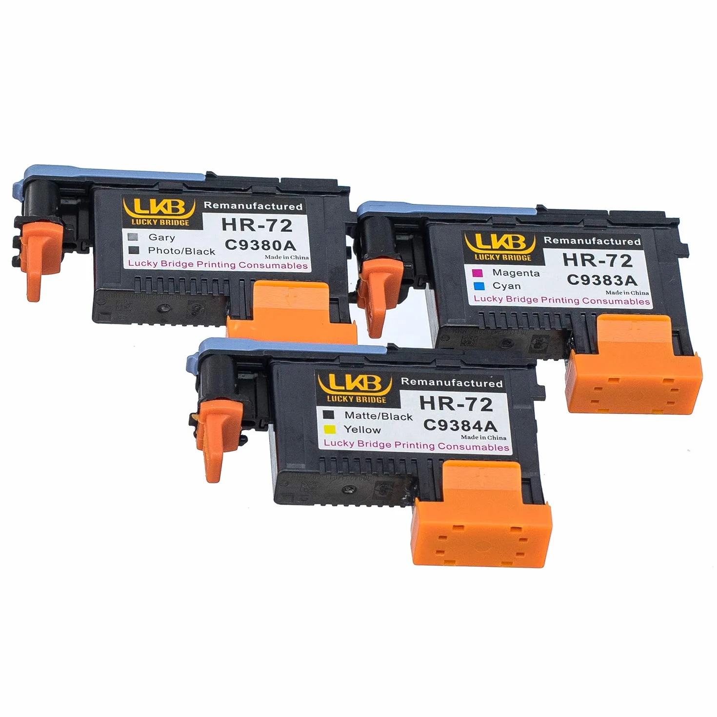 HP 72 Lot de 3 têtes d'impression reconditionnées C9380A C9383A C9384A compatibles HP T1100 T790 T770 T60 T1300