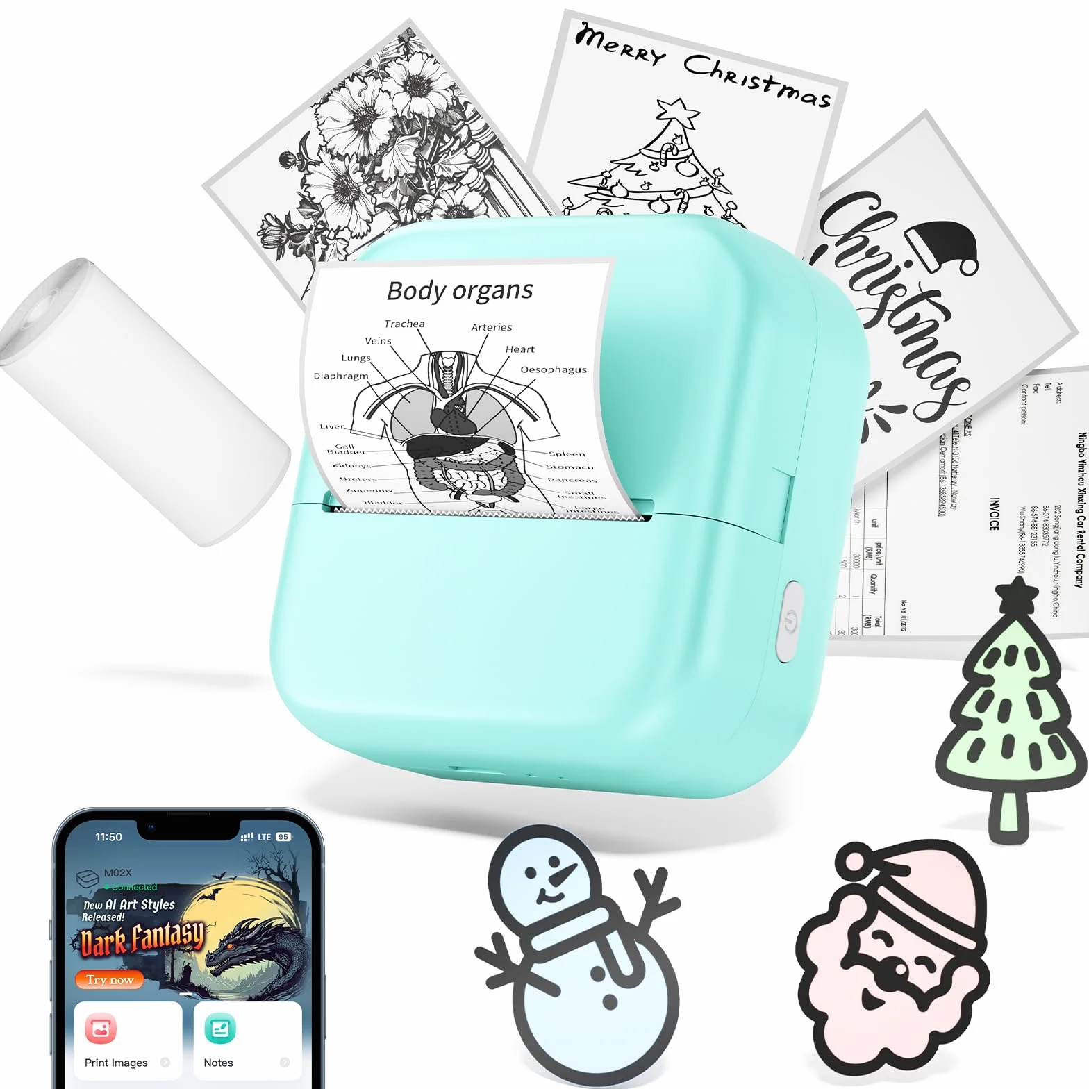 Phomemo M02X Mini Imprimante Thermique Bluetooth Portable sans Encre