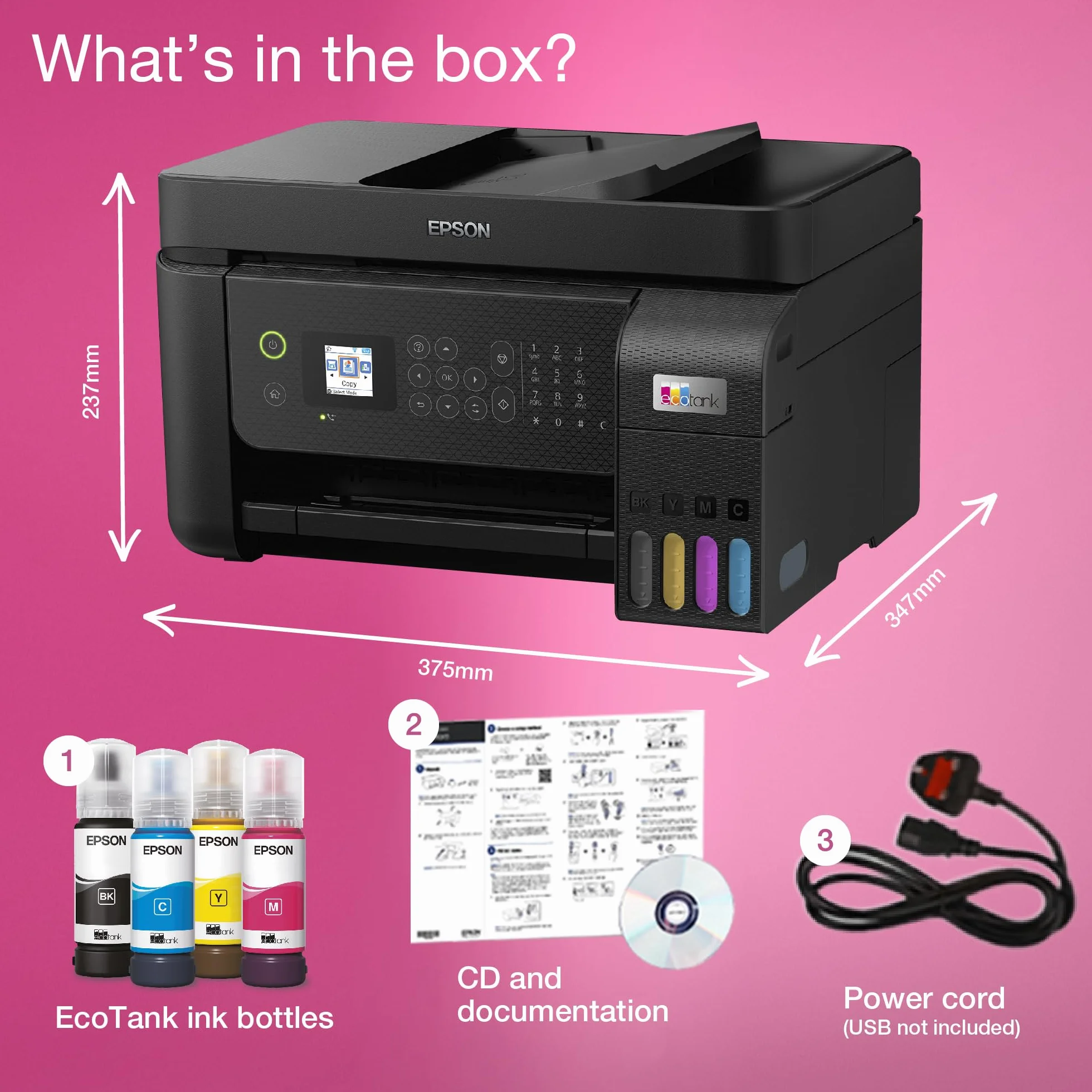 Epson EcoTank ET-4800 Imprimante Multifonction A4 Wi-Fi avec Réservoir d'Encre